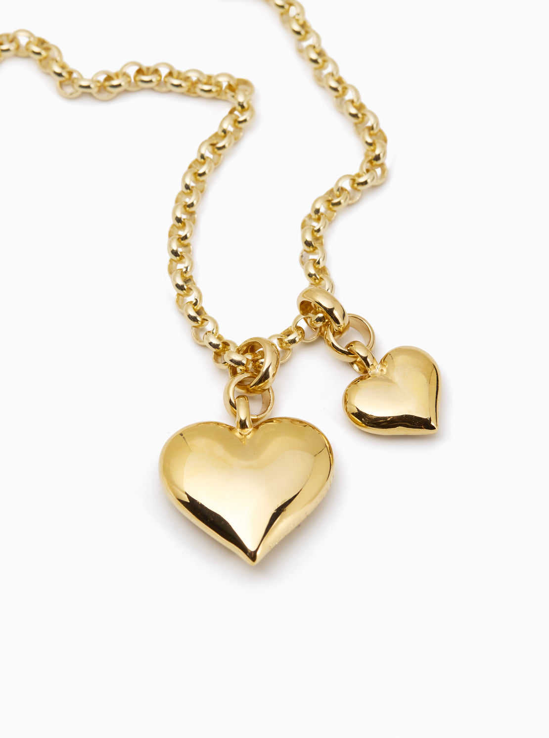 Large Double Gold Heart on Chunky Belcher Chain