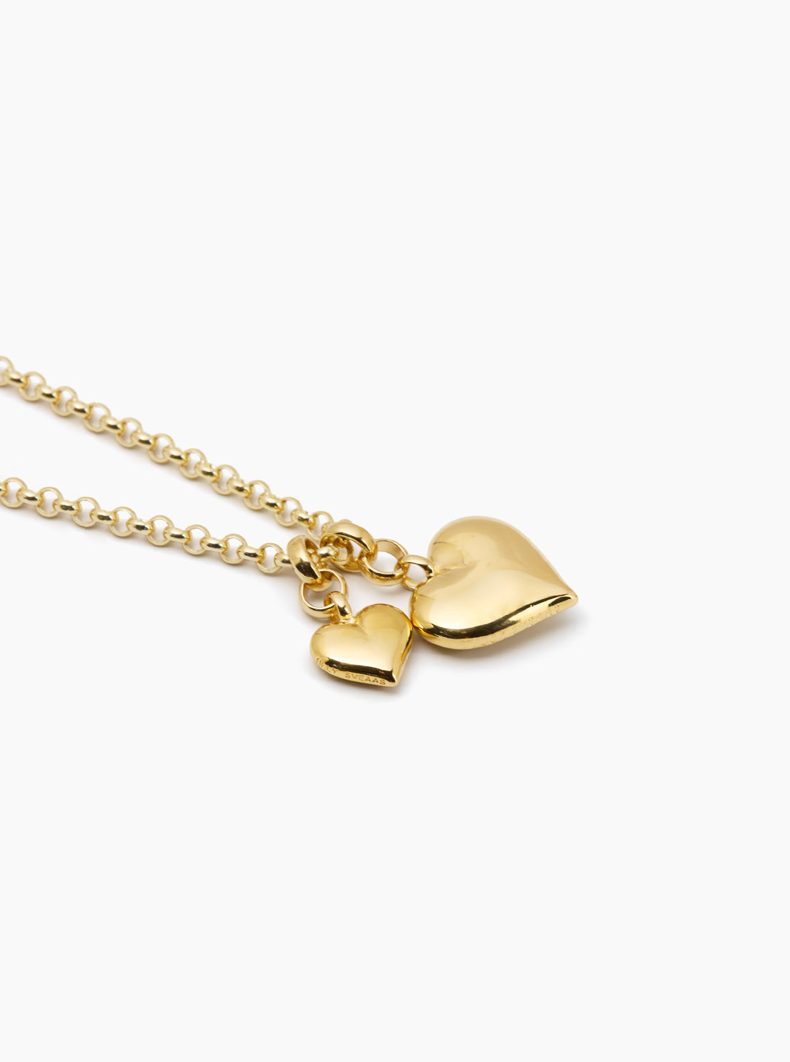 Large Double Gold Heart on Chunky Belcher Chain