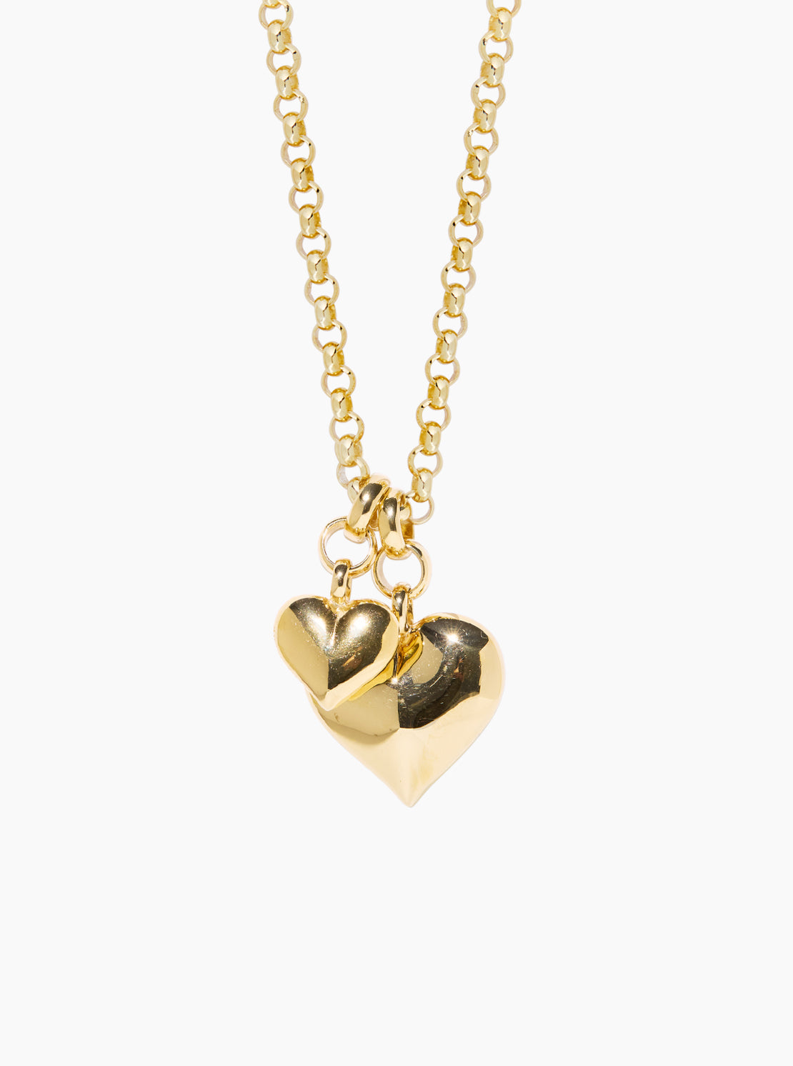 Large Double Gold Heart on Chunky Belcher Chain