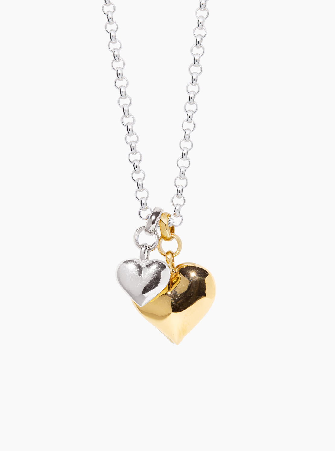 Mixed Metal Large Double Heart on Chunky Belcher Chain