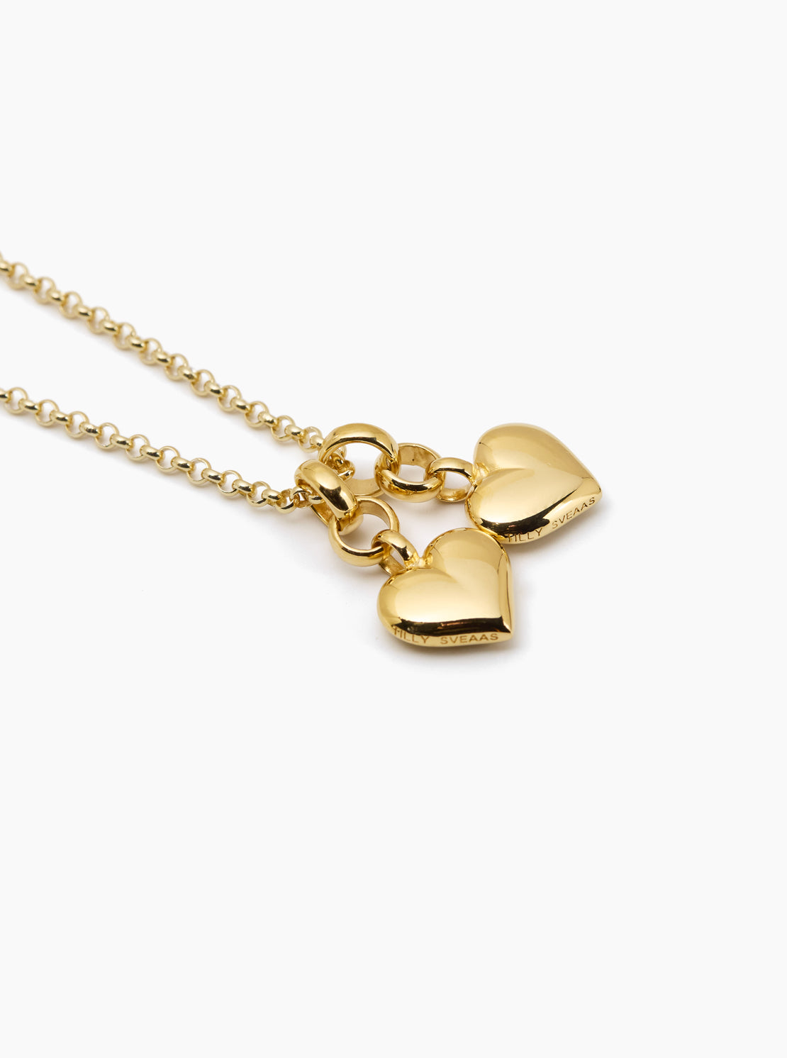 Small Double Gold Heart on Belcher Necklace