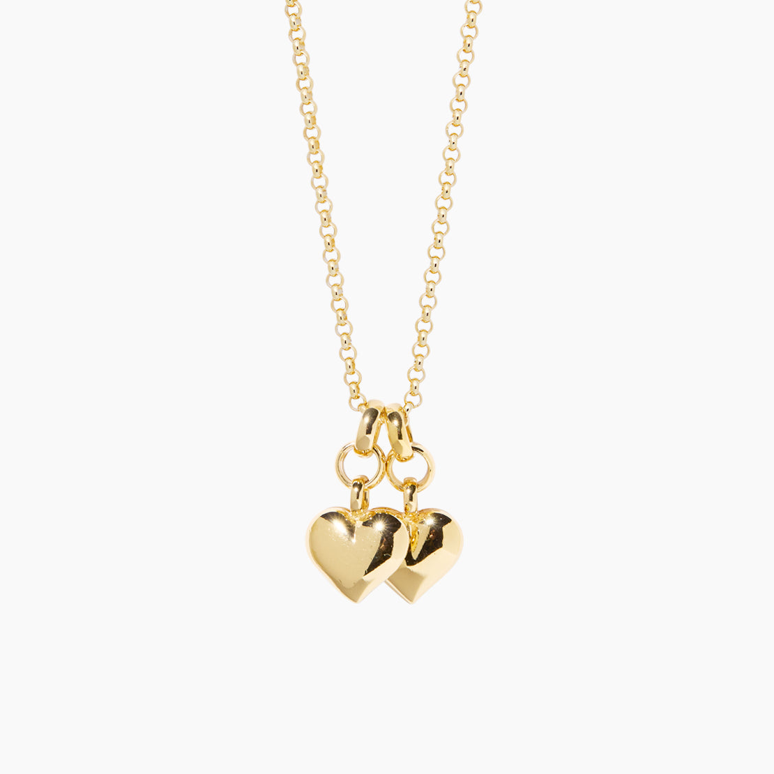 Small Double Gold Heart on Belcher Necklace