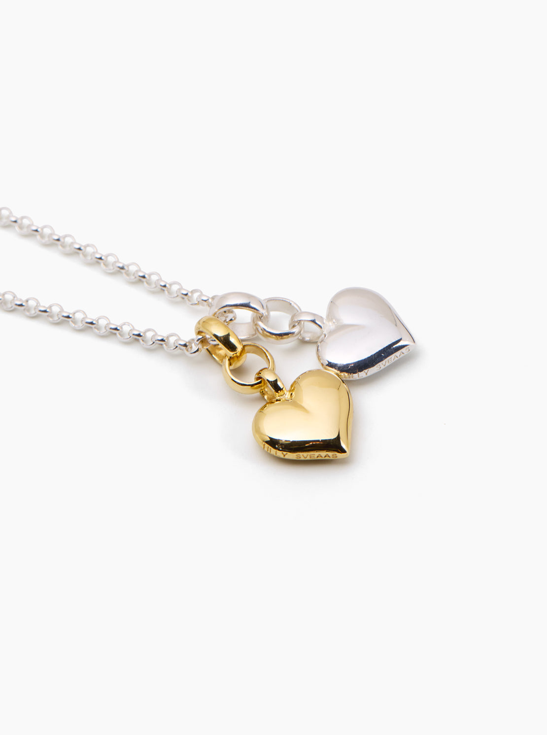 Mixed Metal Small Double Heart on Belcher Chain