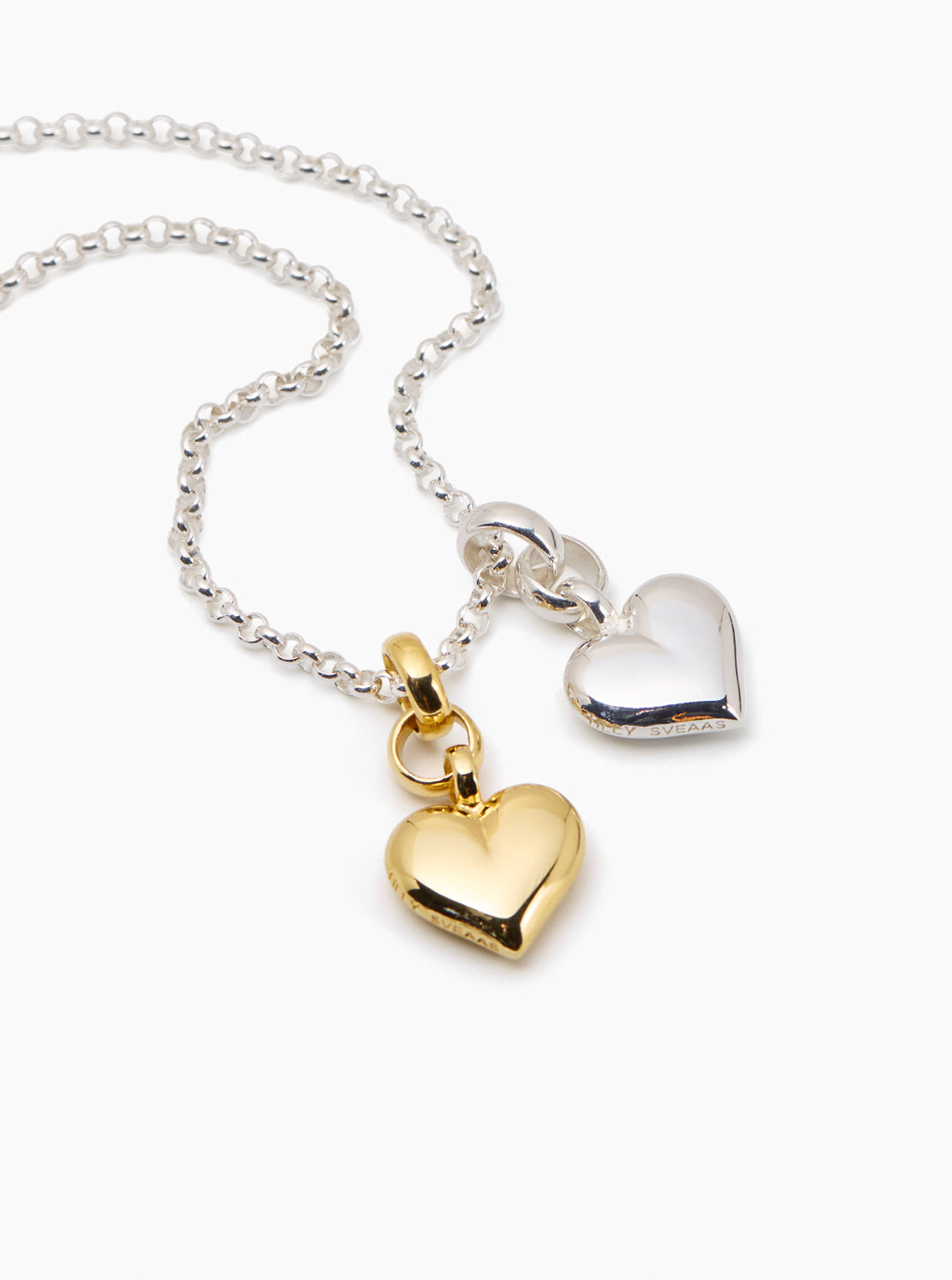 Mixed Metal Small Double Heart on Belcher Chain