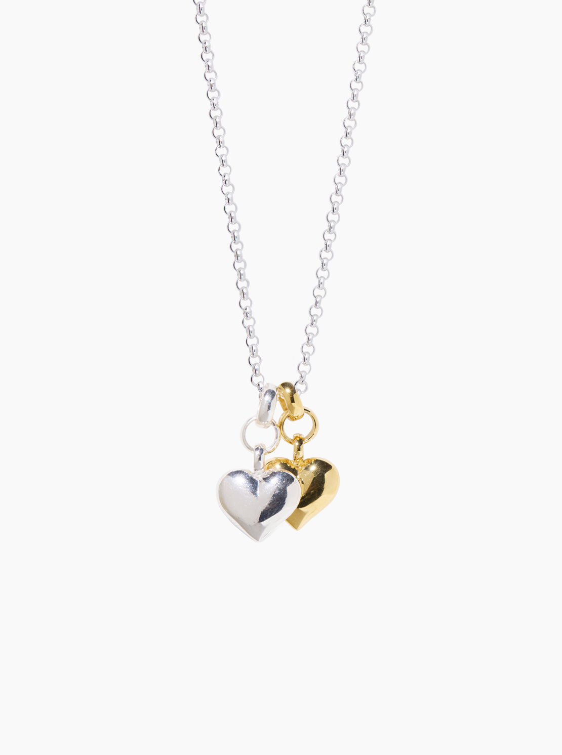 Mixed Metal Small Double Heart on Belcher Chain