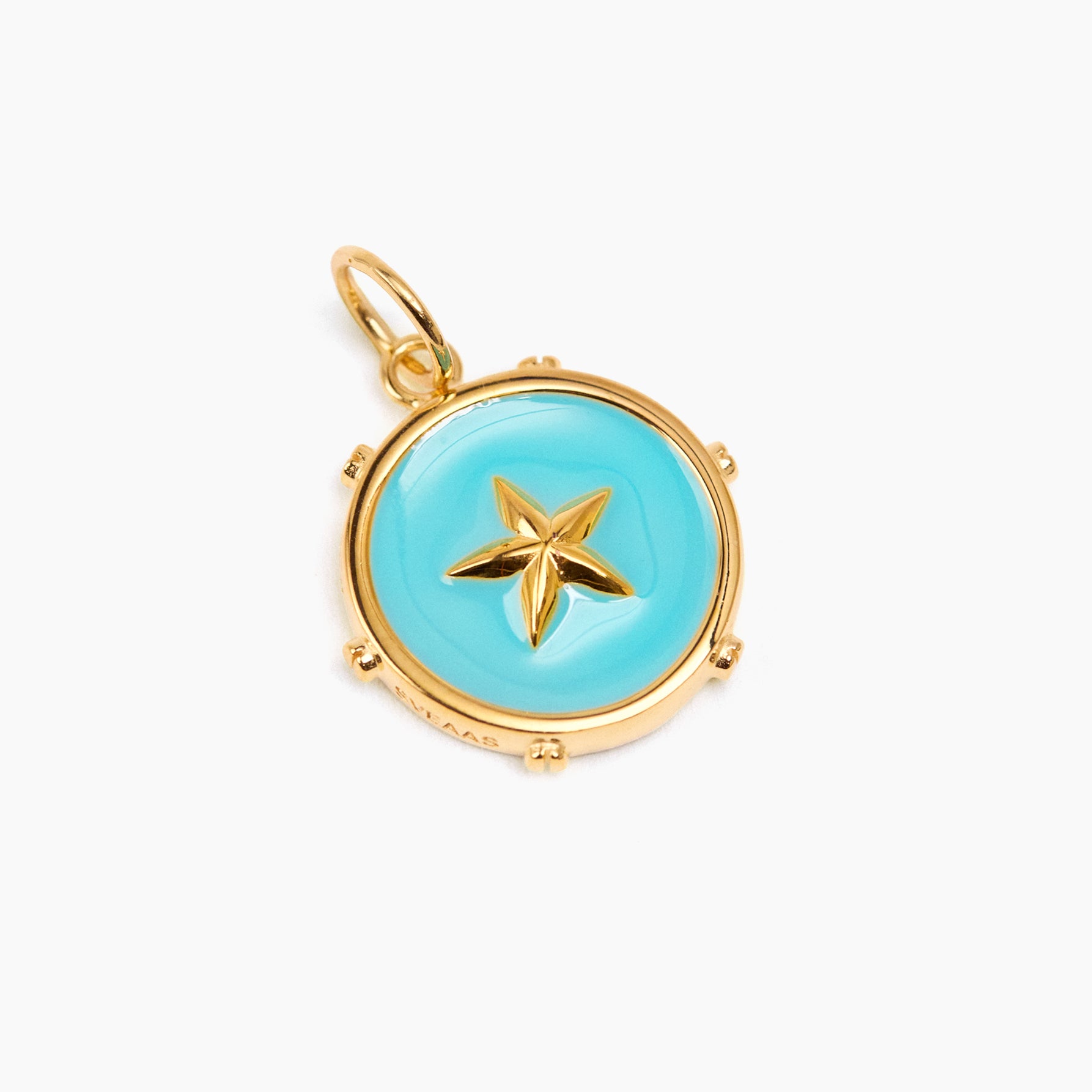 Gold Enamel Star Disc Charm