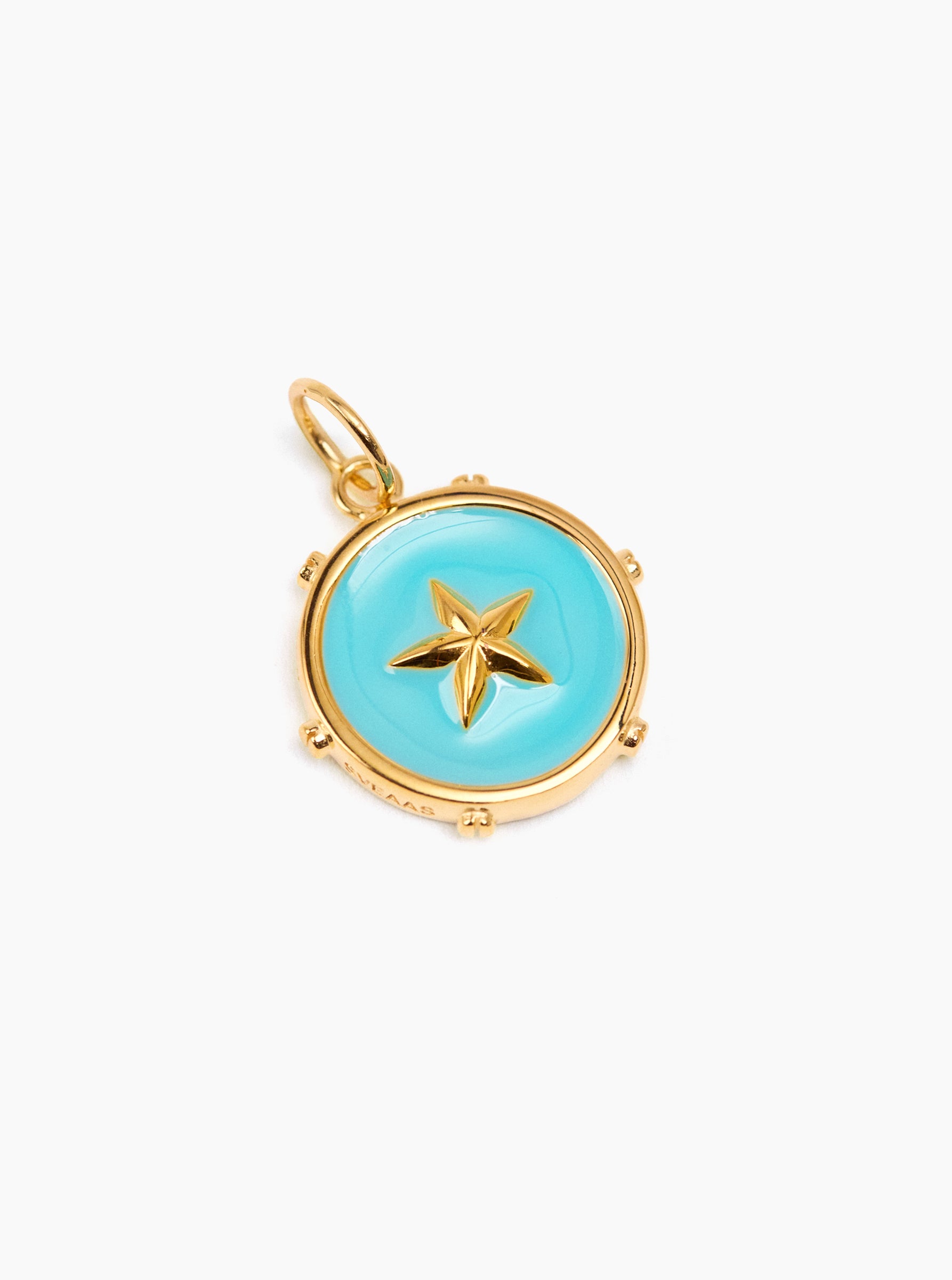 Gold Enamel Star Disc Charm
