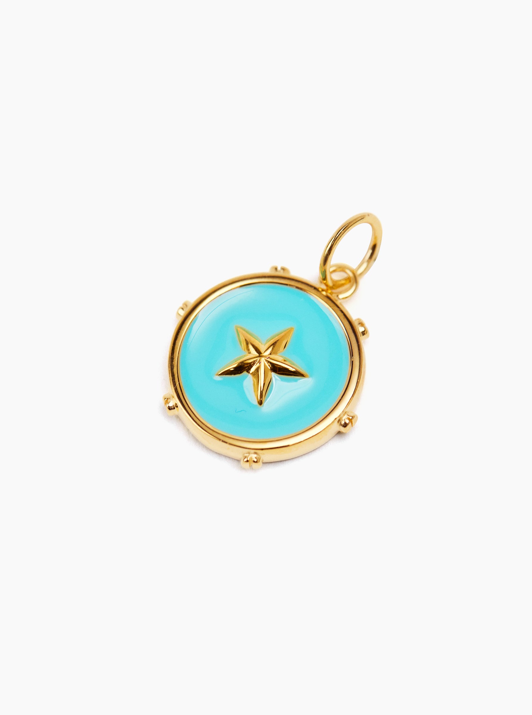 Gold Enamel Star Disc Charm
