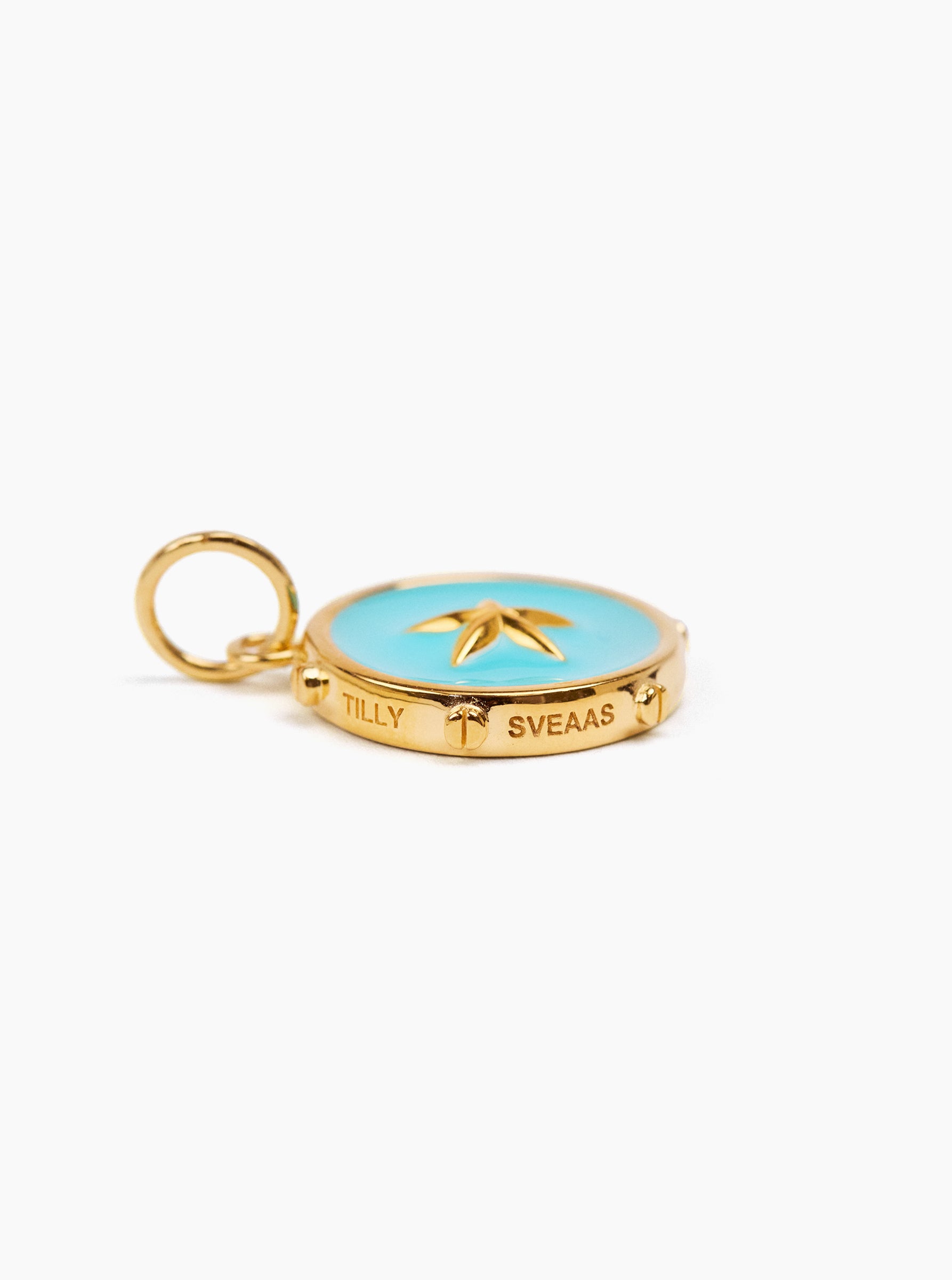 Gold Enamel Star Disc Charm
