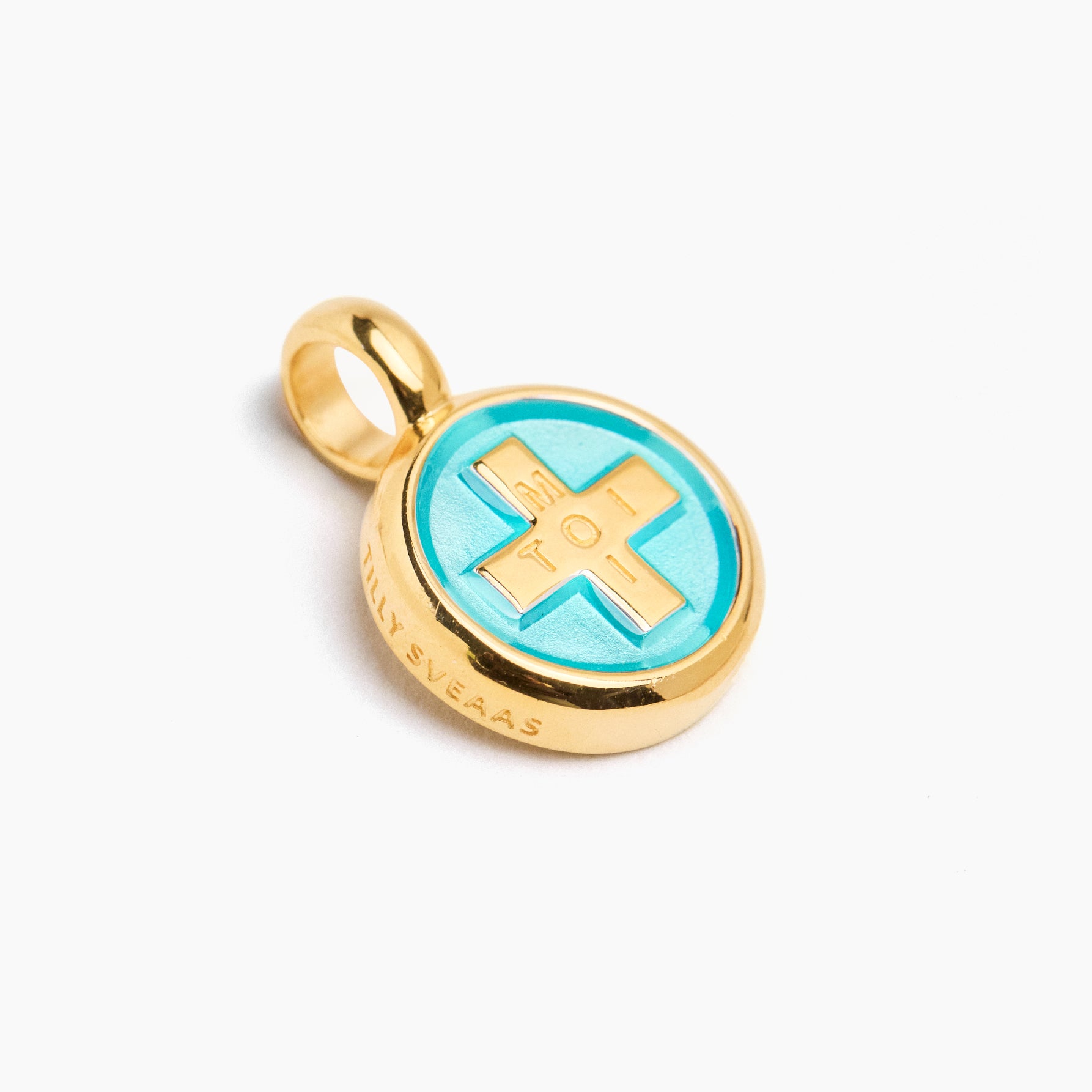 Gold Enamel Moi + Toi Disc Charm