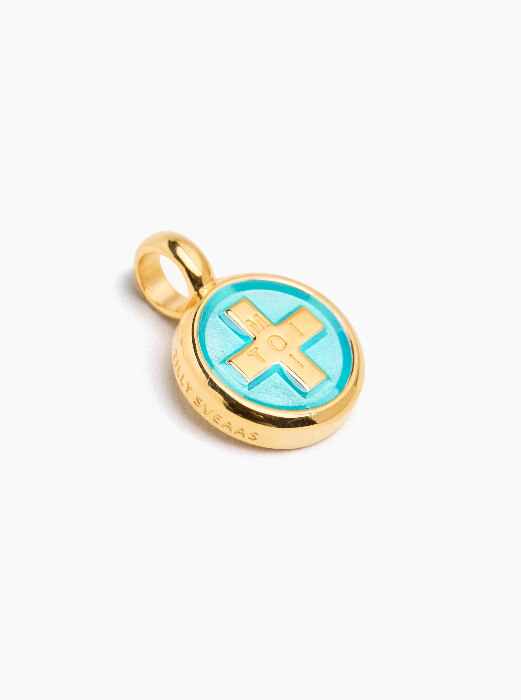 Gold Enamel Moi + Toi Disc Charm