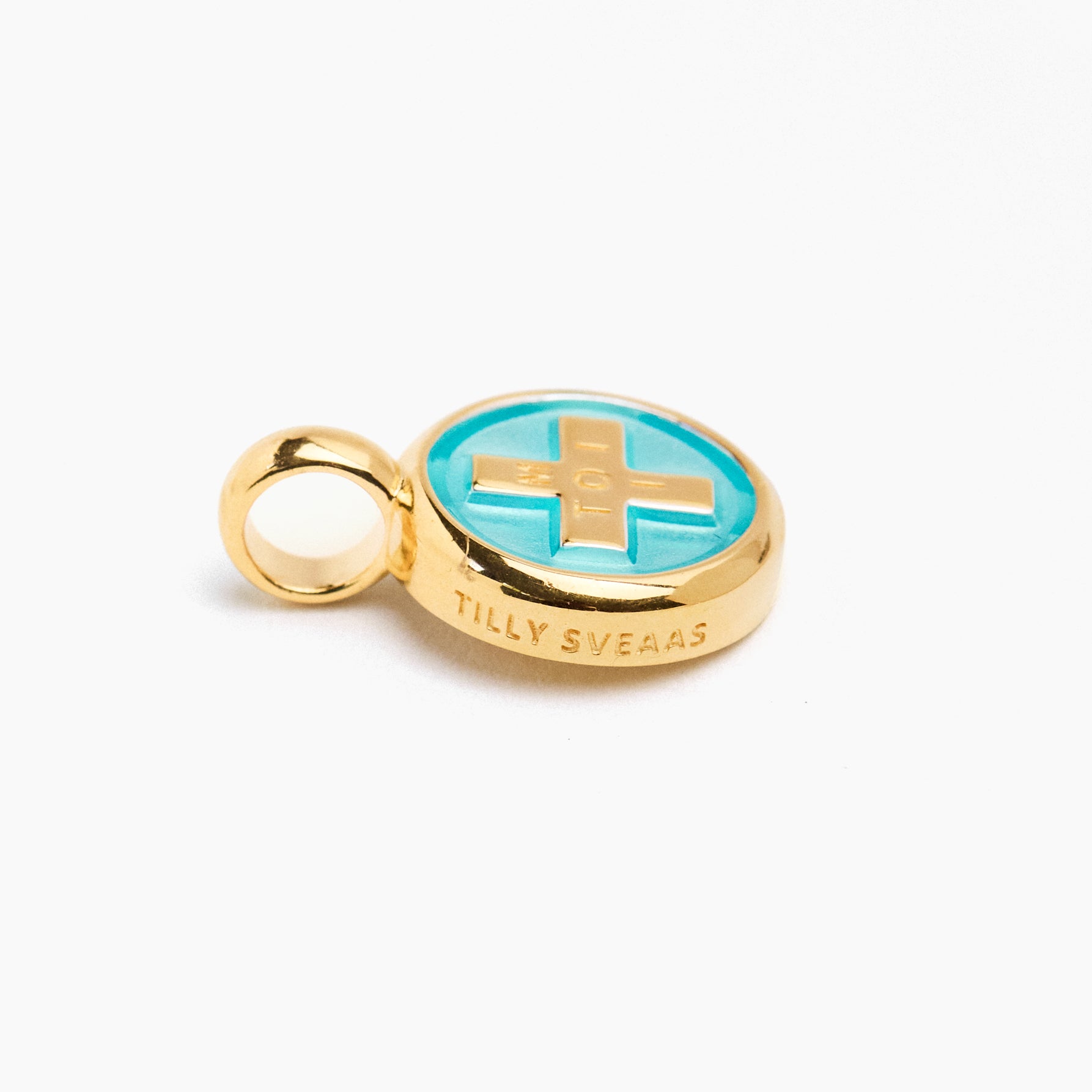 Gold Enamel Moi + Toi Disc Charm