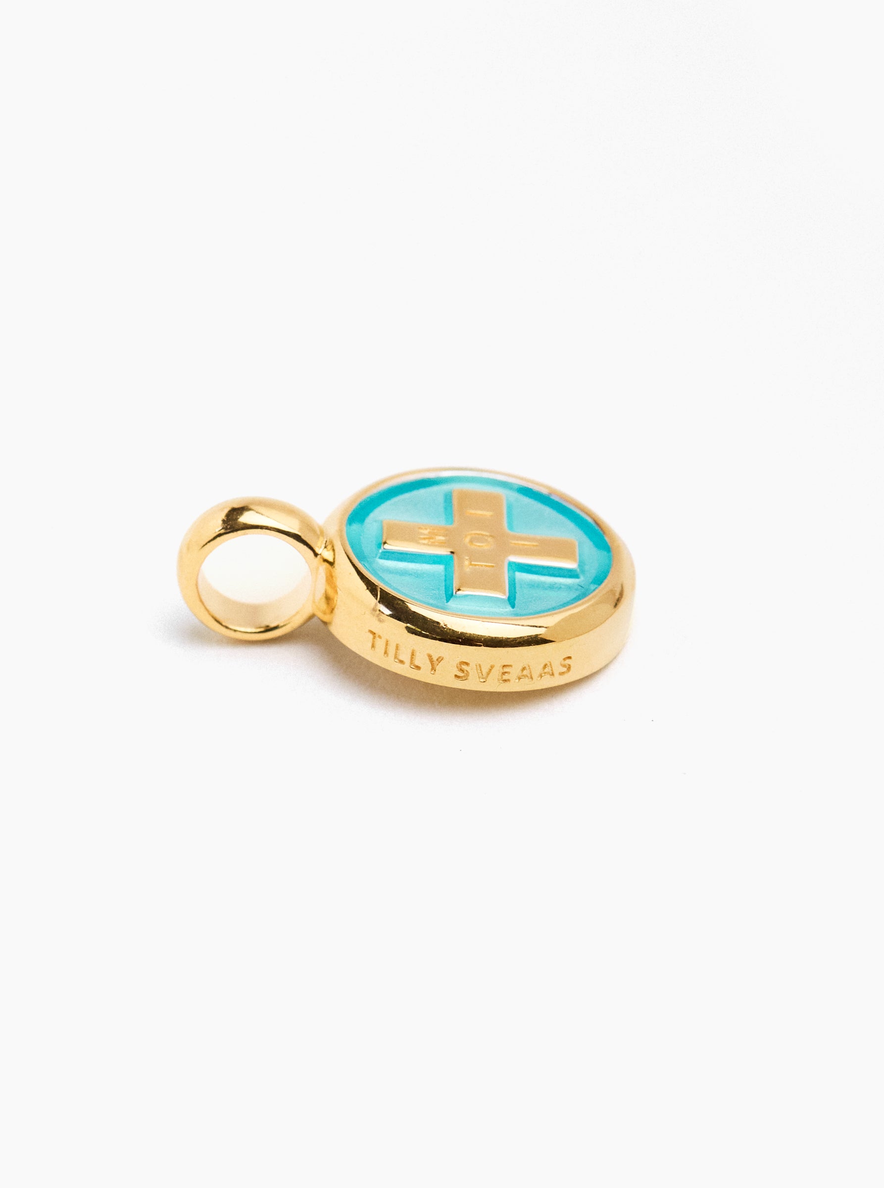 Gold Enamel Moi + Toi Disc Charm