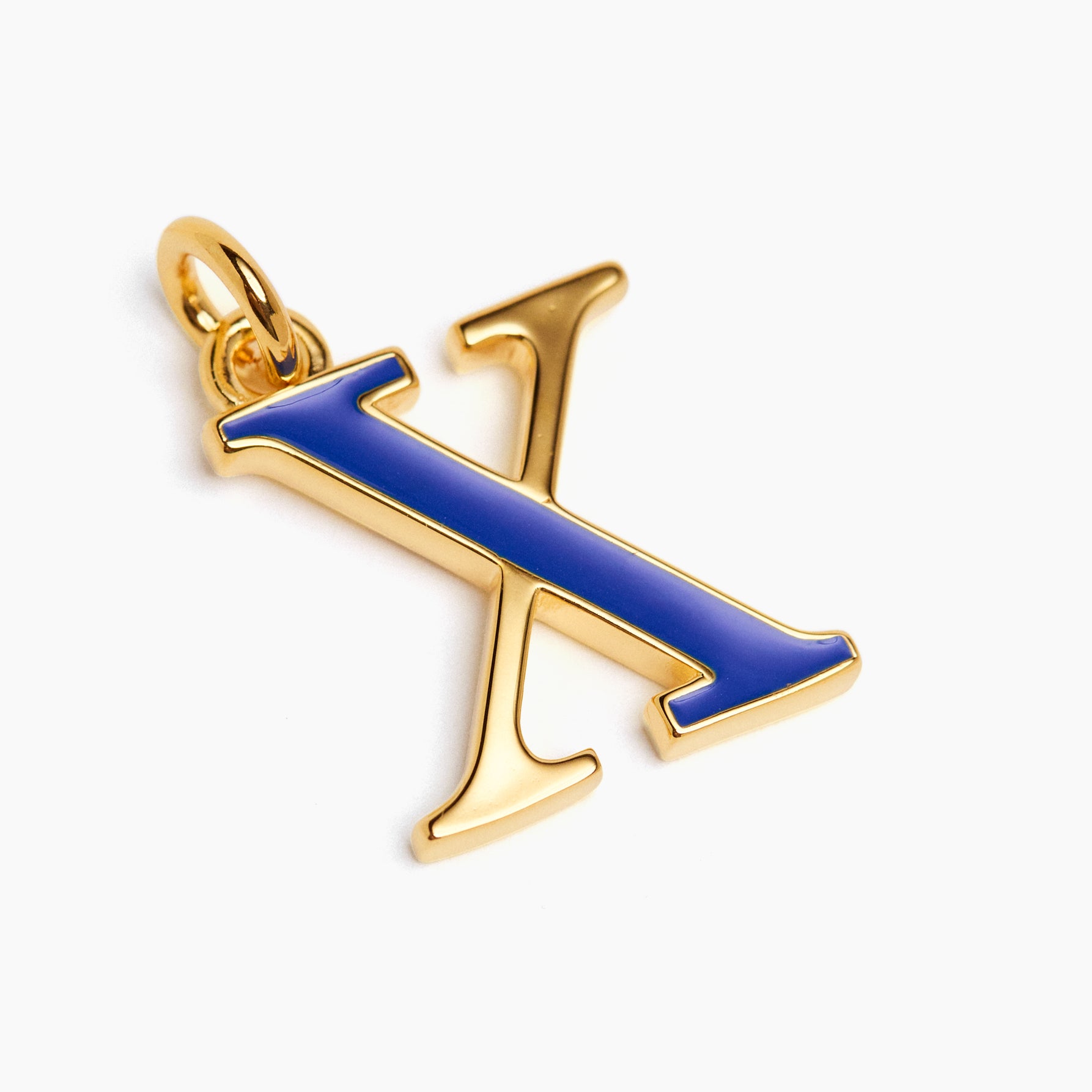 Large Gold Enamel X Charm