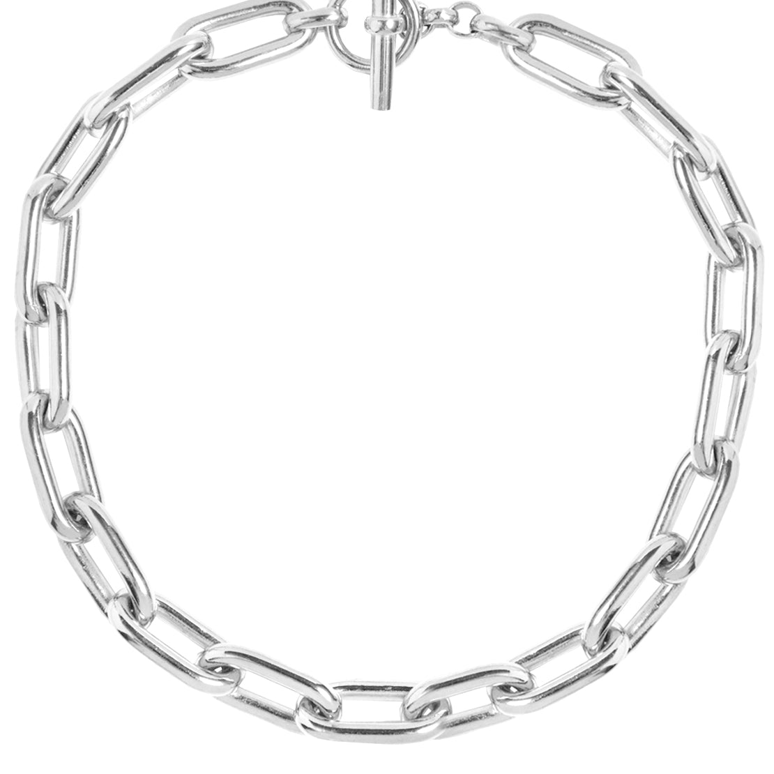 Men's Large Solid Sterling Silver Oval Link Necklace