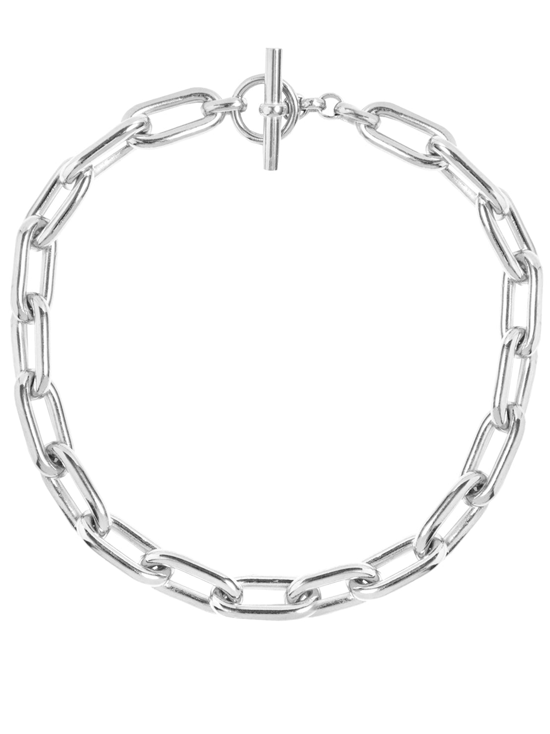 Men's Large Solid Sterling Silver Oval Link Necklace