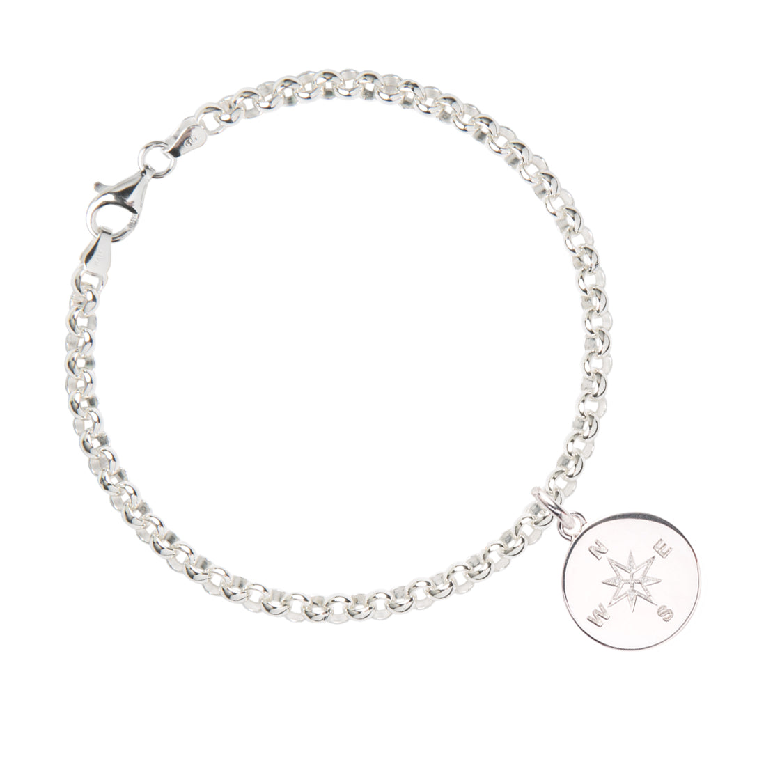 Silver Belcher Bracelet With Compass