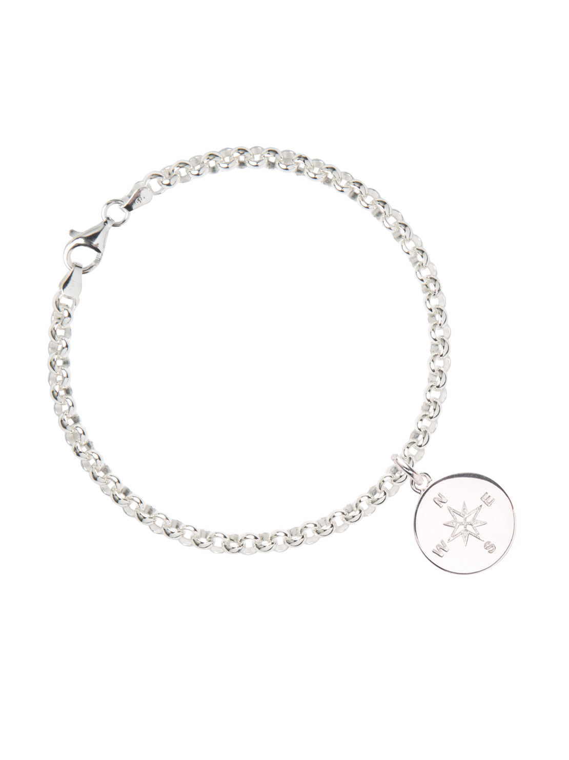 Silver Belcher Bracelet With Compass