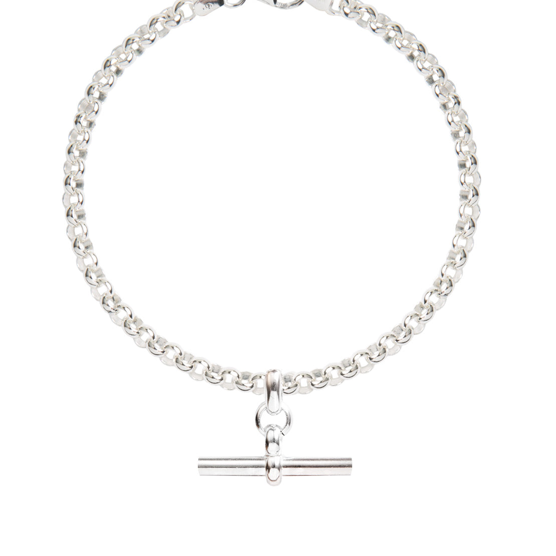 Silver Belcher Bracelet With Silver T-Bar