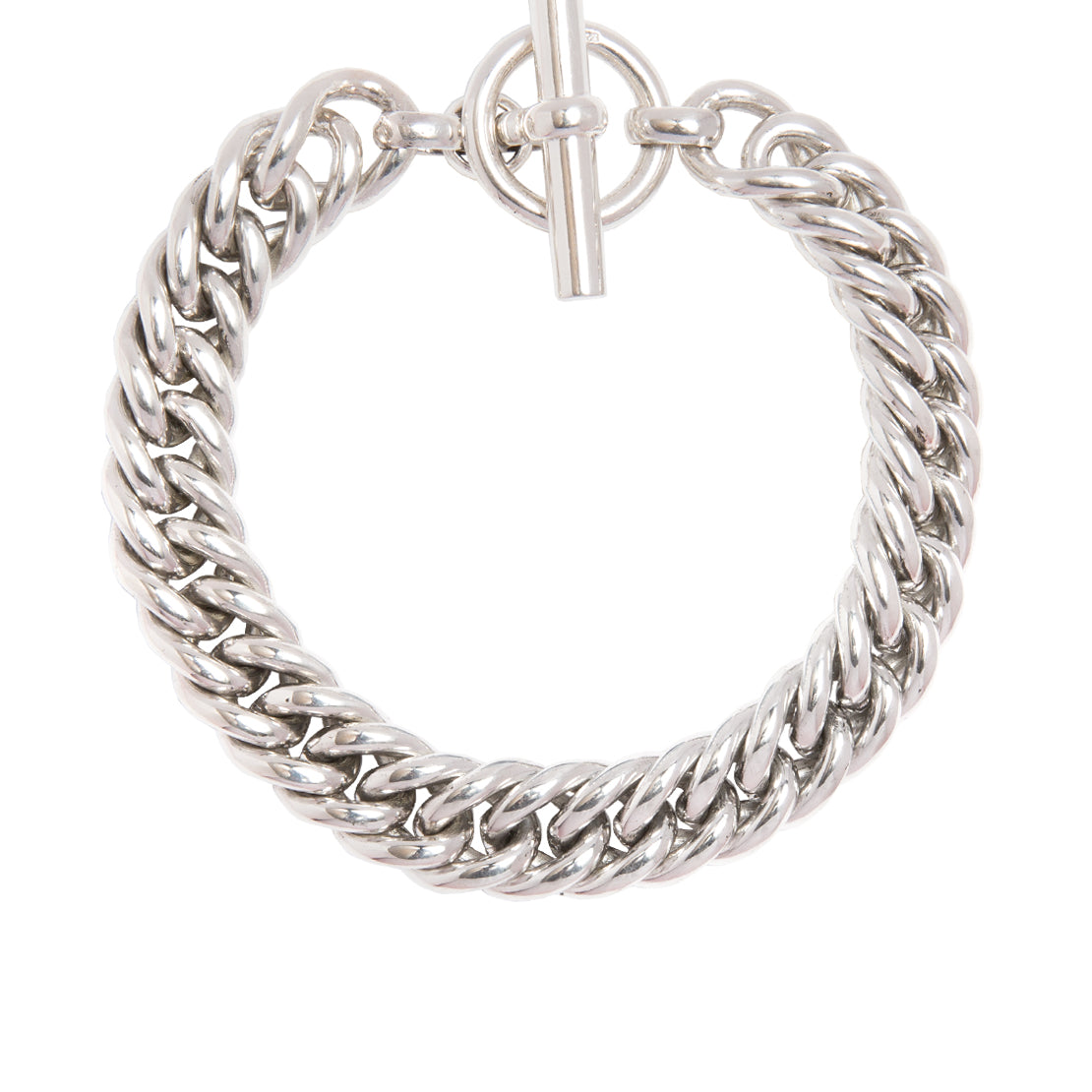 Men's Large Solid Sterling Silver Curb Link Bracelet