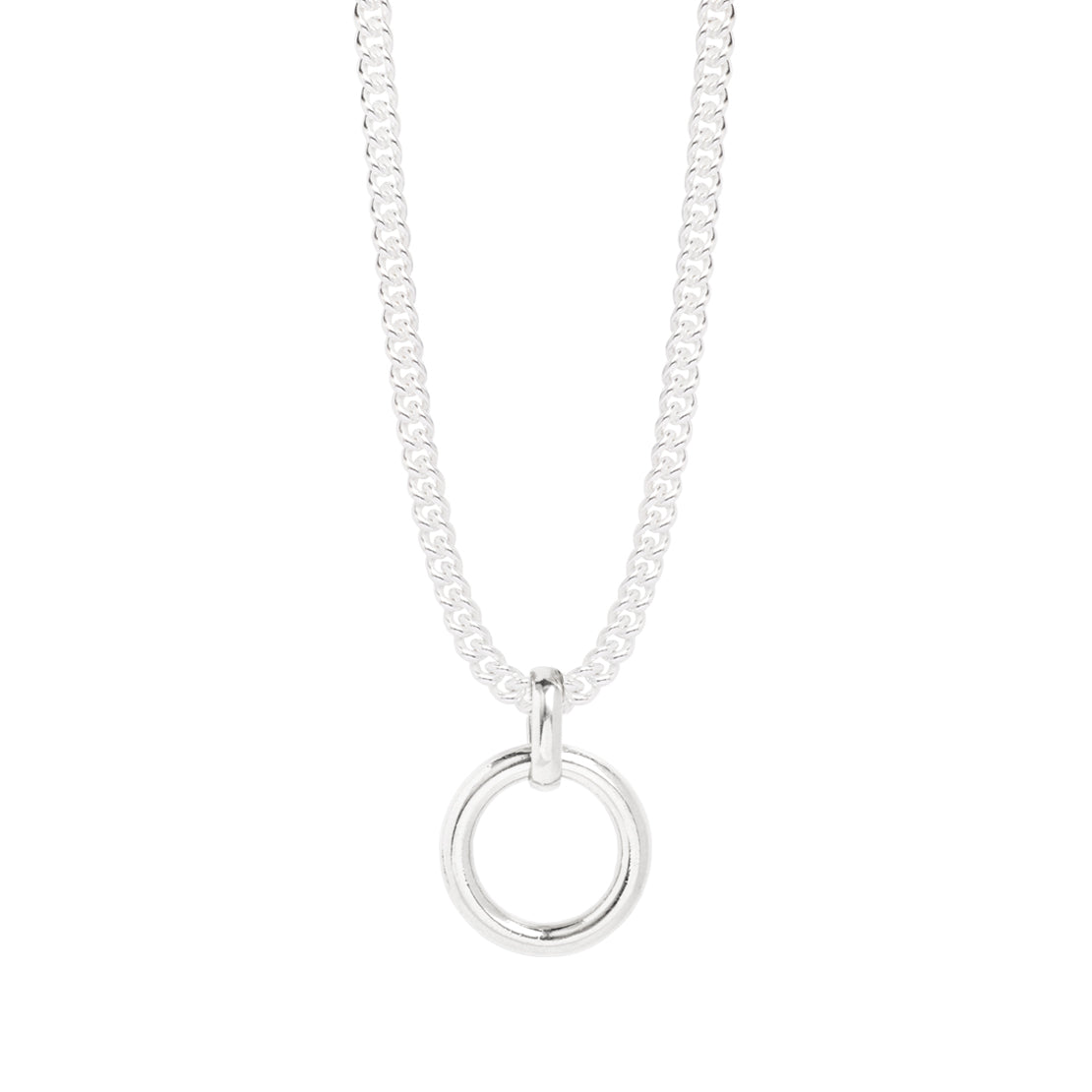 Silver Eternity Ring On Silver Curb Link Necklace