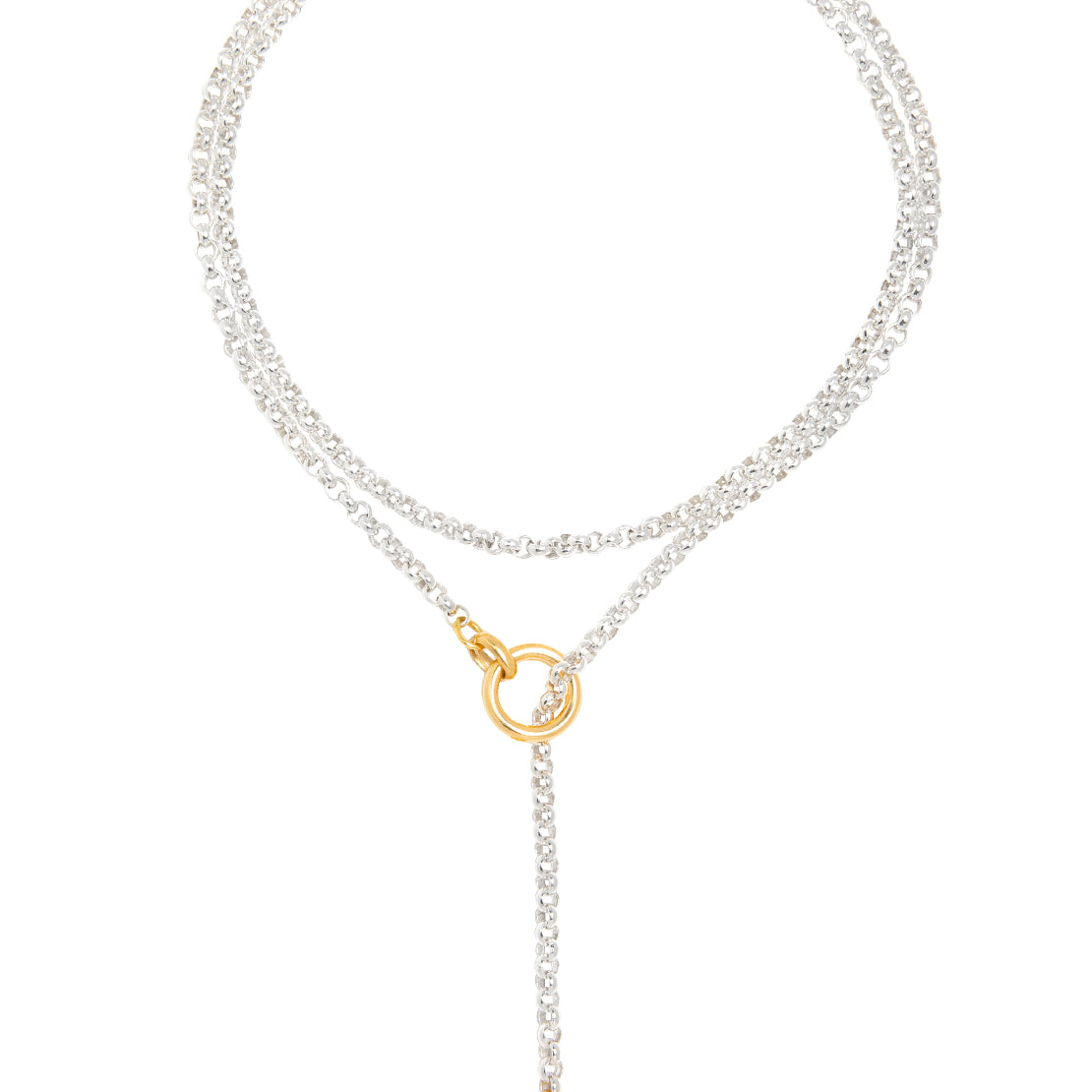 Silver And Gold Lariat Necklace