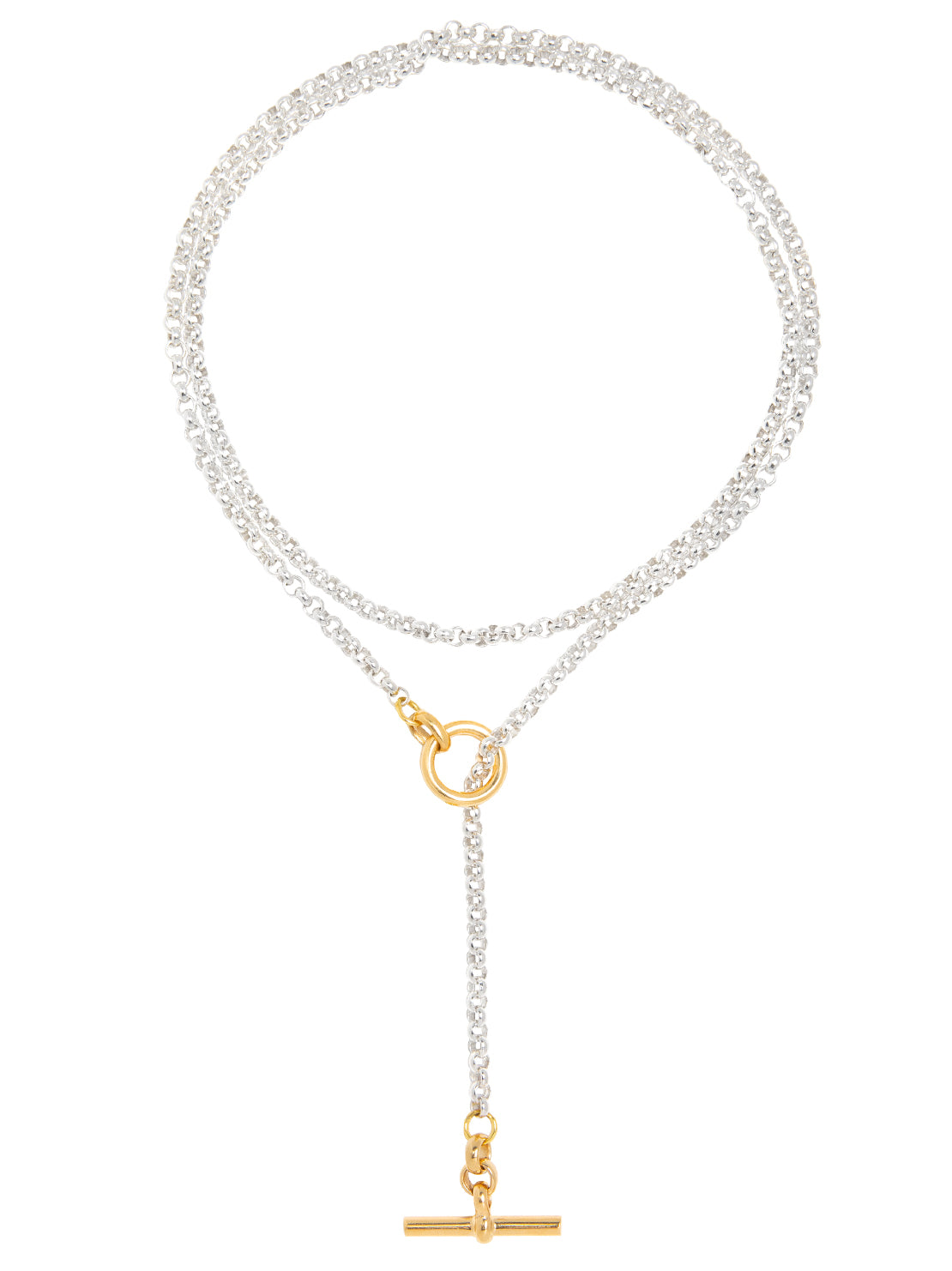 Necklace with a gold clasp on a white background