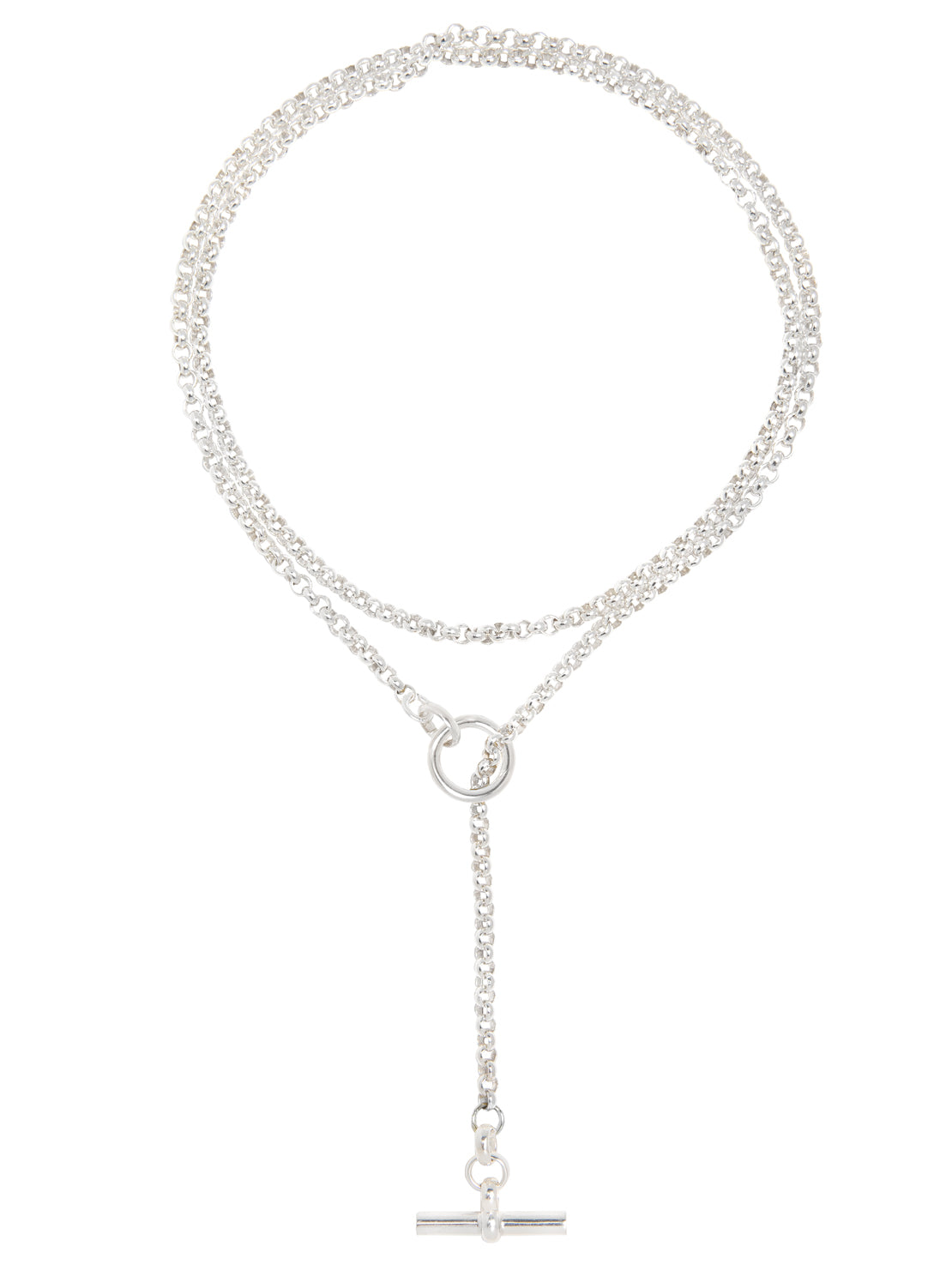 Men's Solid Sterling Silver Lariat Necklace