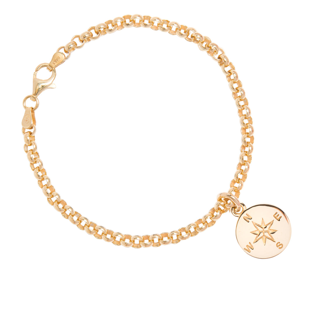 Gold Belcher Bracelet With Compass