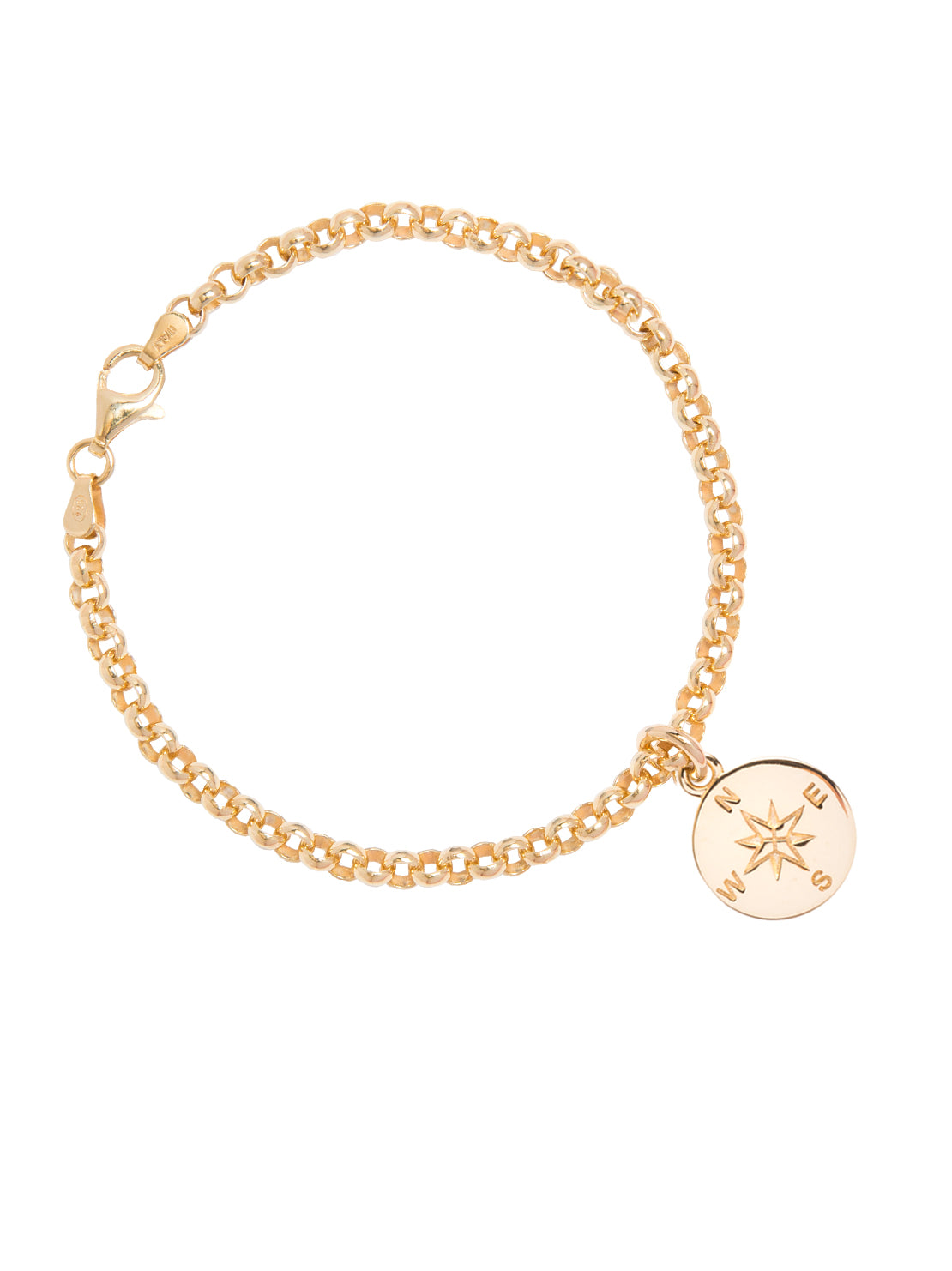 Gold Belcher Bracelet With Compass