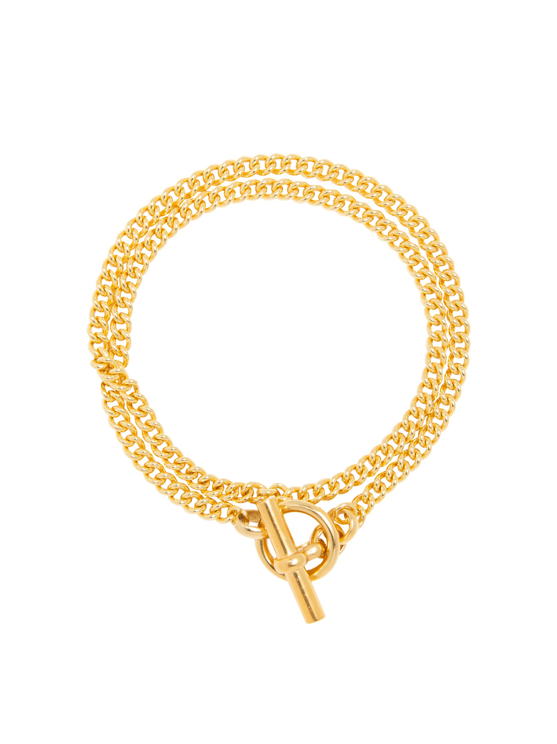 Gold Curb Chain Lariat Necklace