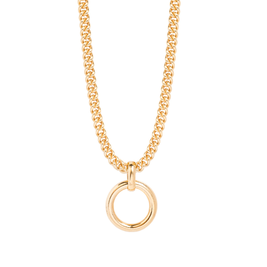 Gold Eternity Ring On Gold Curb Link Necklace
