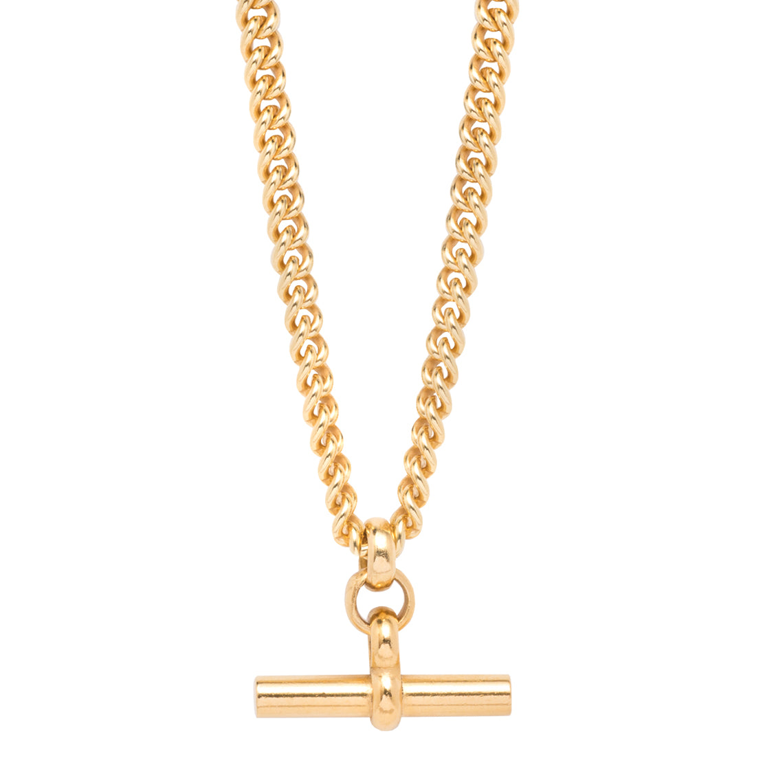 Men's Gold Chunky T-Bar Curb Link Necklace