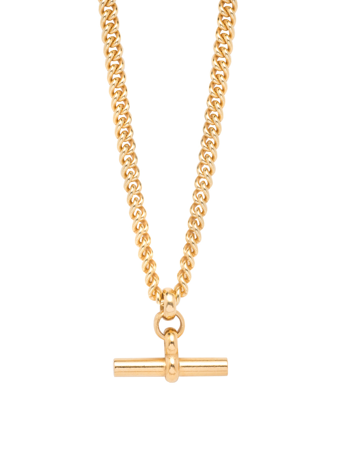 Men's Gold Chunky T-Bar Curb Link Necklace