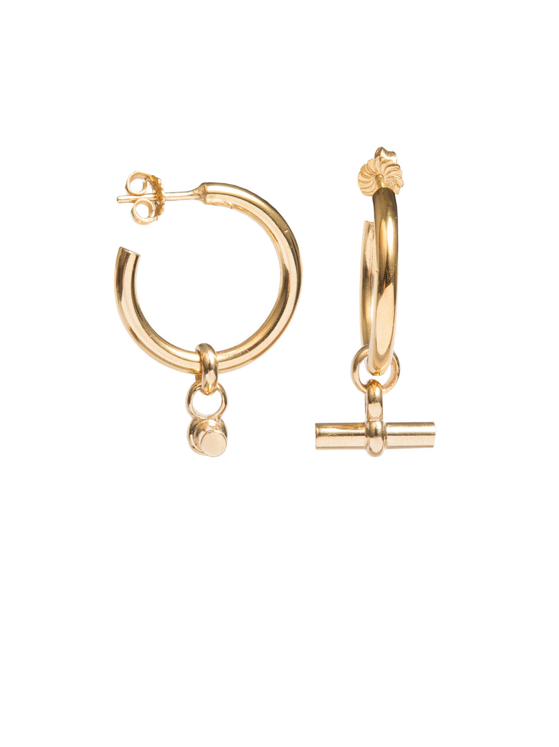 Medium Gold T-Bar Earrings