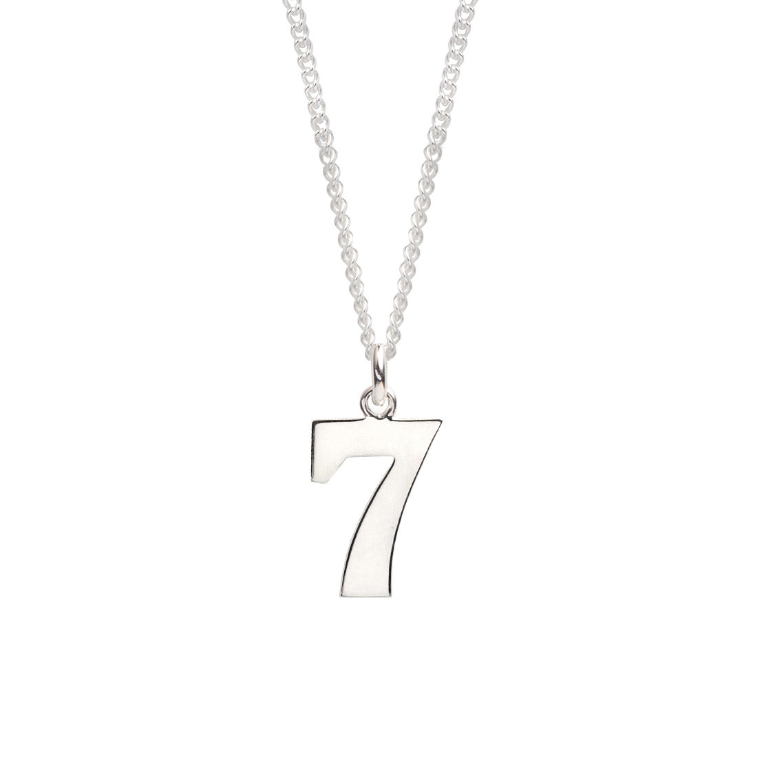 Silver Lucky No 7 On Fine Curb Chain