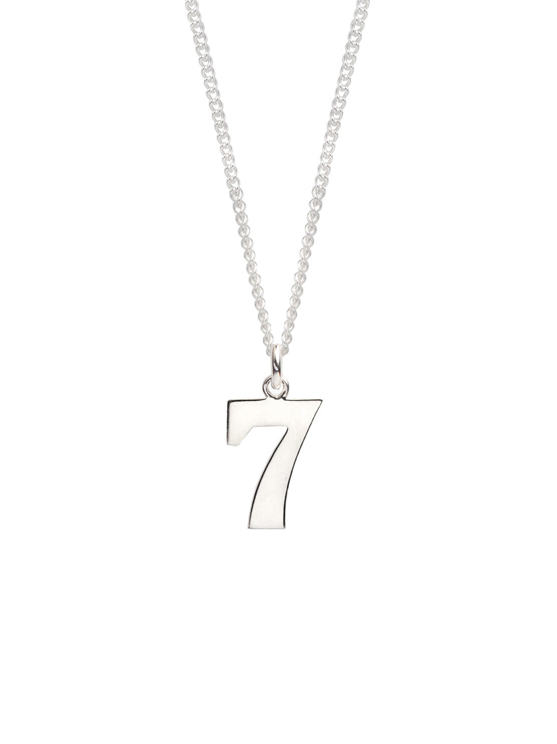 Silver Lucky No 7 On Fine Curb Chain