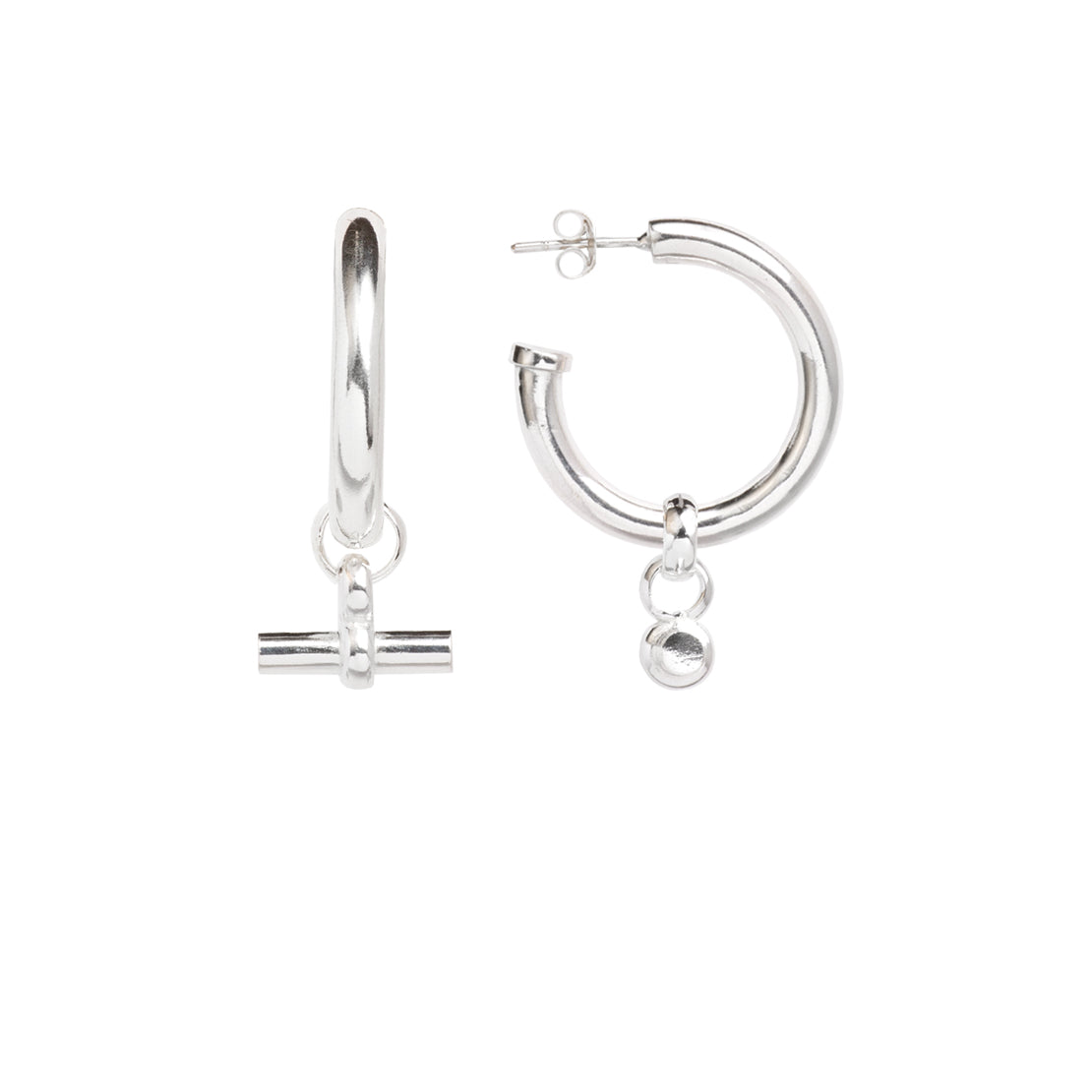 Medium Silver T-Bar Earrings