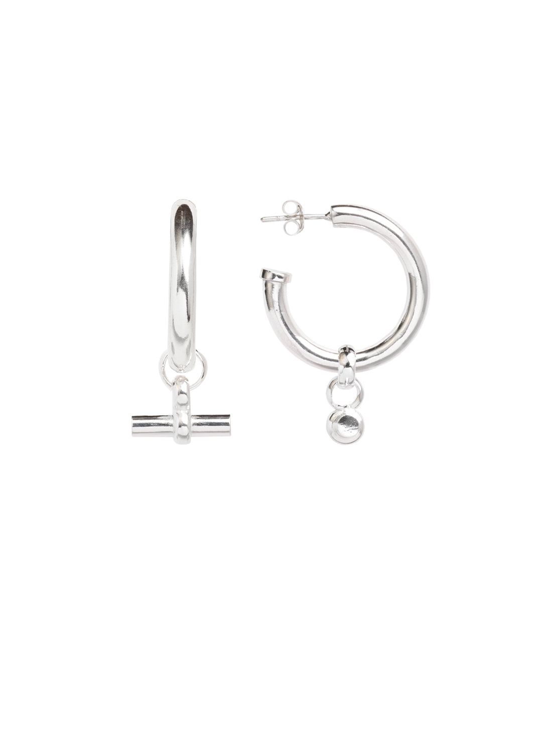 Medium Silver T-Bar Earrings