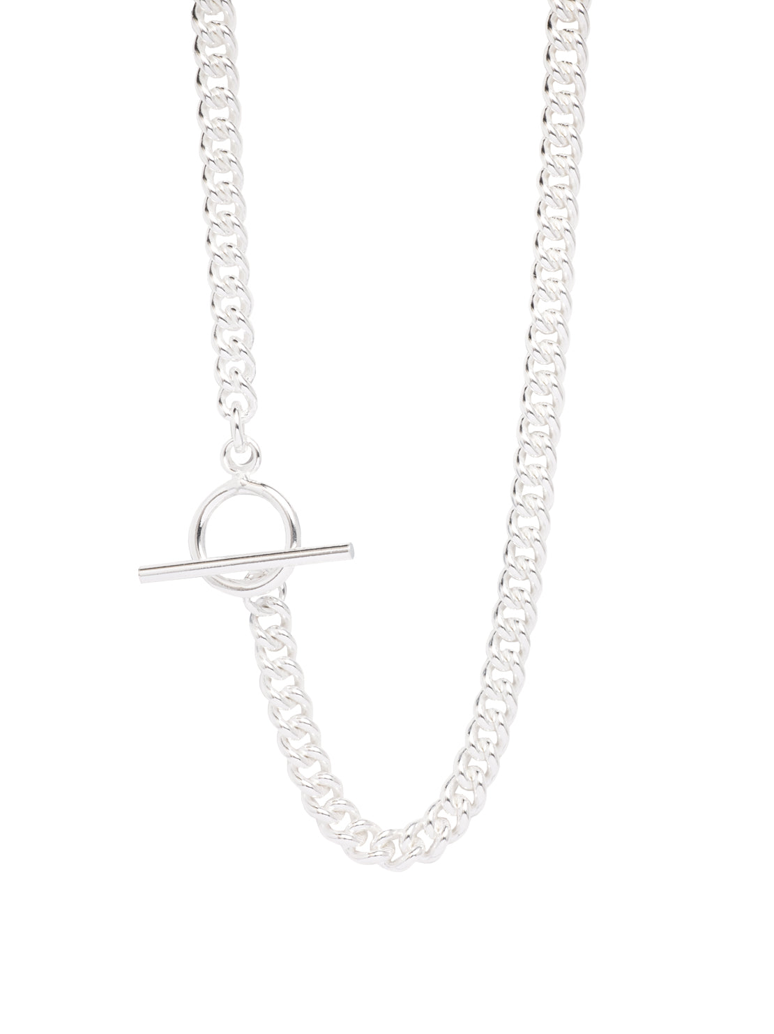 Men's Solid Sterling Silver Chunky T-Bar Curb Link Necklace