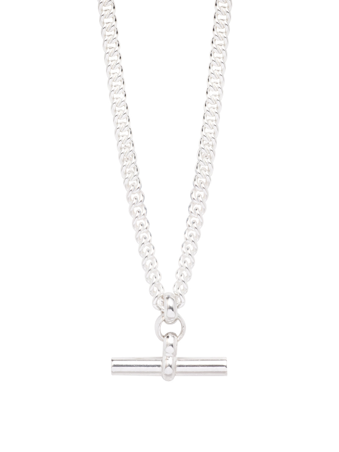 Solid Sterling Chunky T Bar Curb Link Necklace