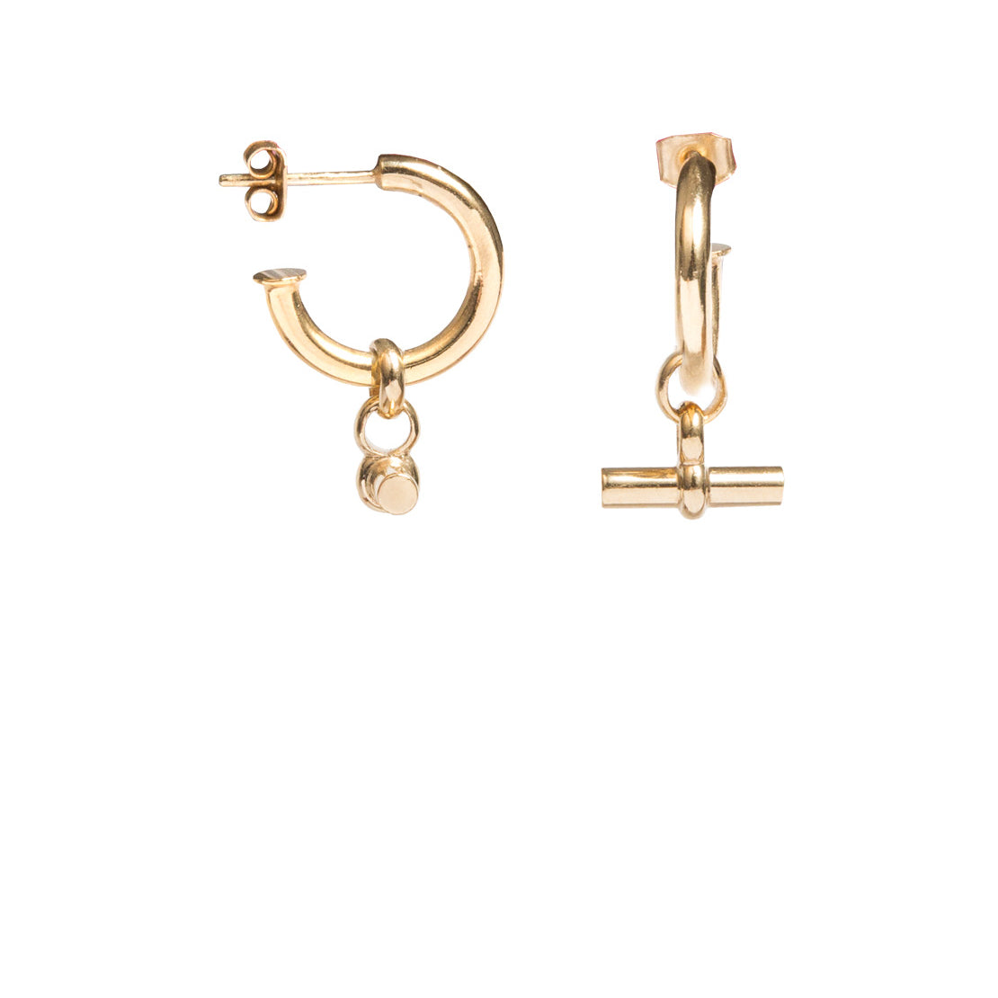Small Gold T-Bar Earrings