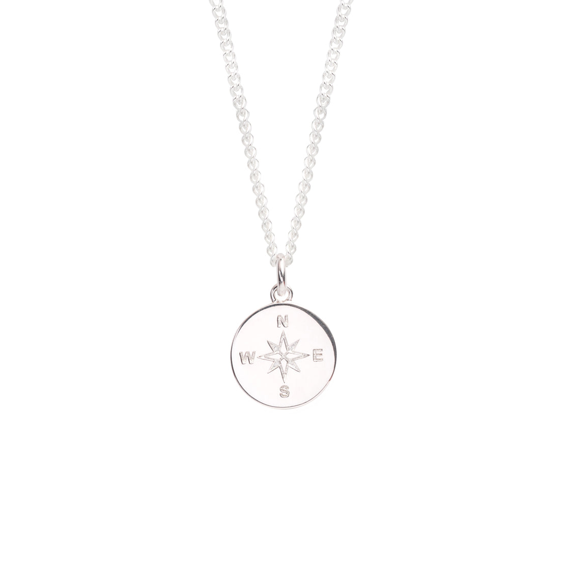 Large Silver Compass Necklace