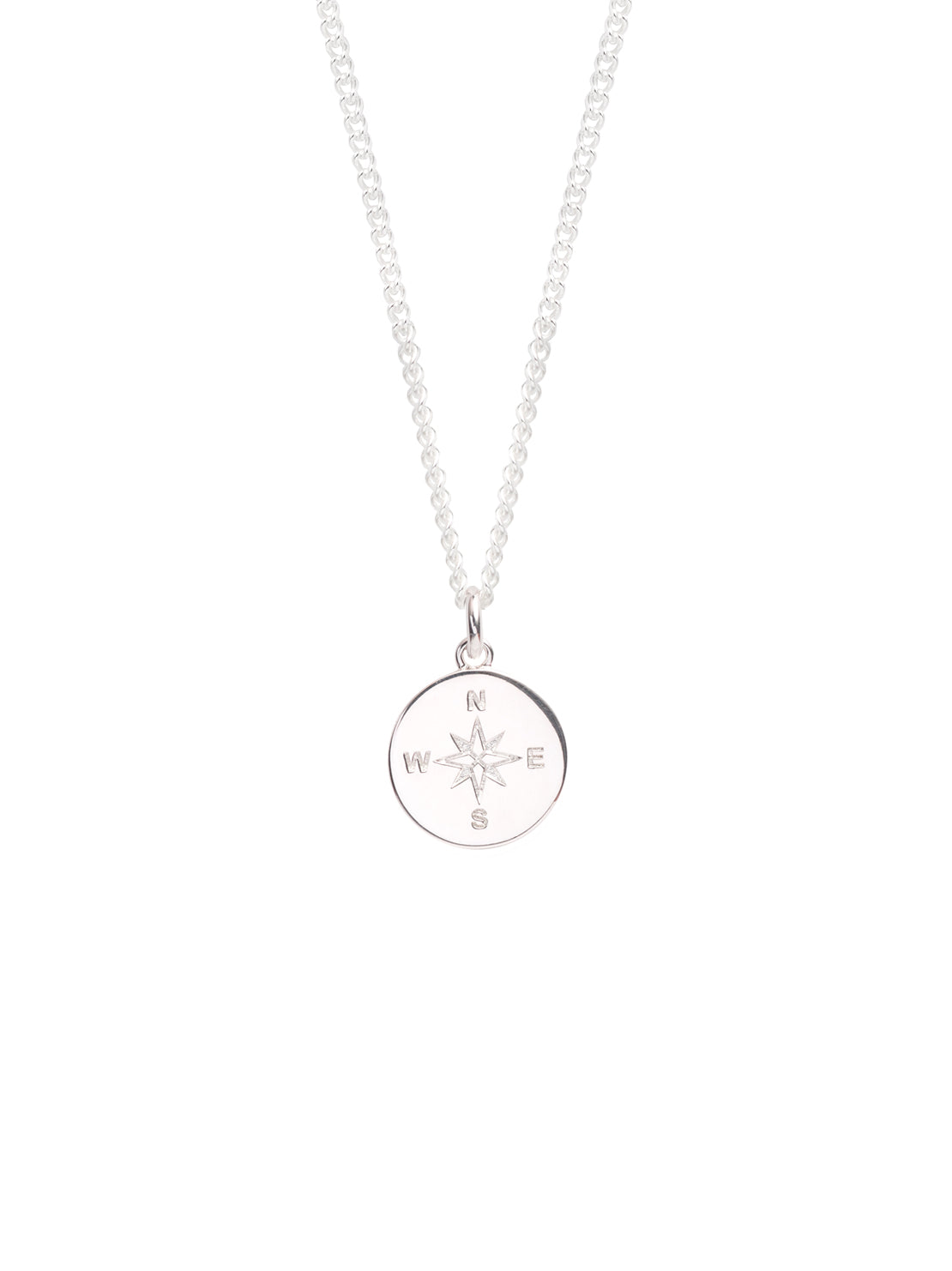 Large Silver Compass Necklace