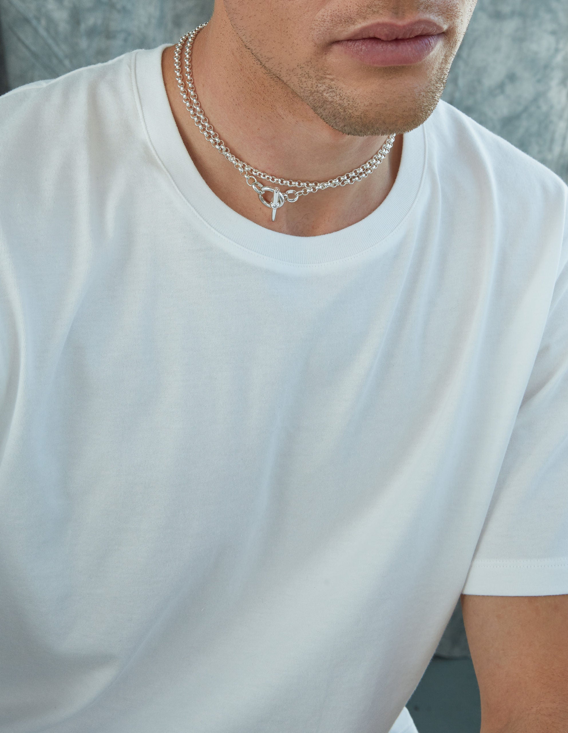 Men's Solid Sterling Silver Lariat Necklace