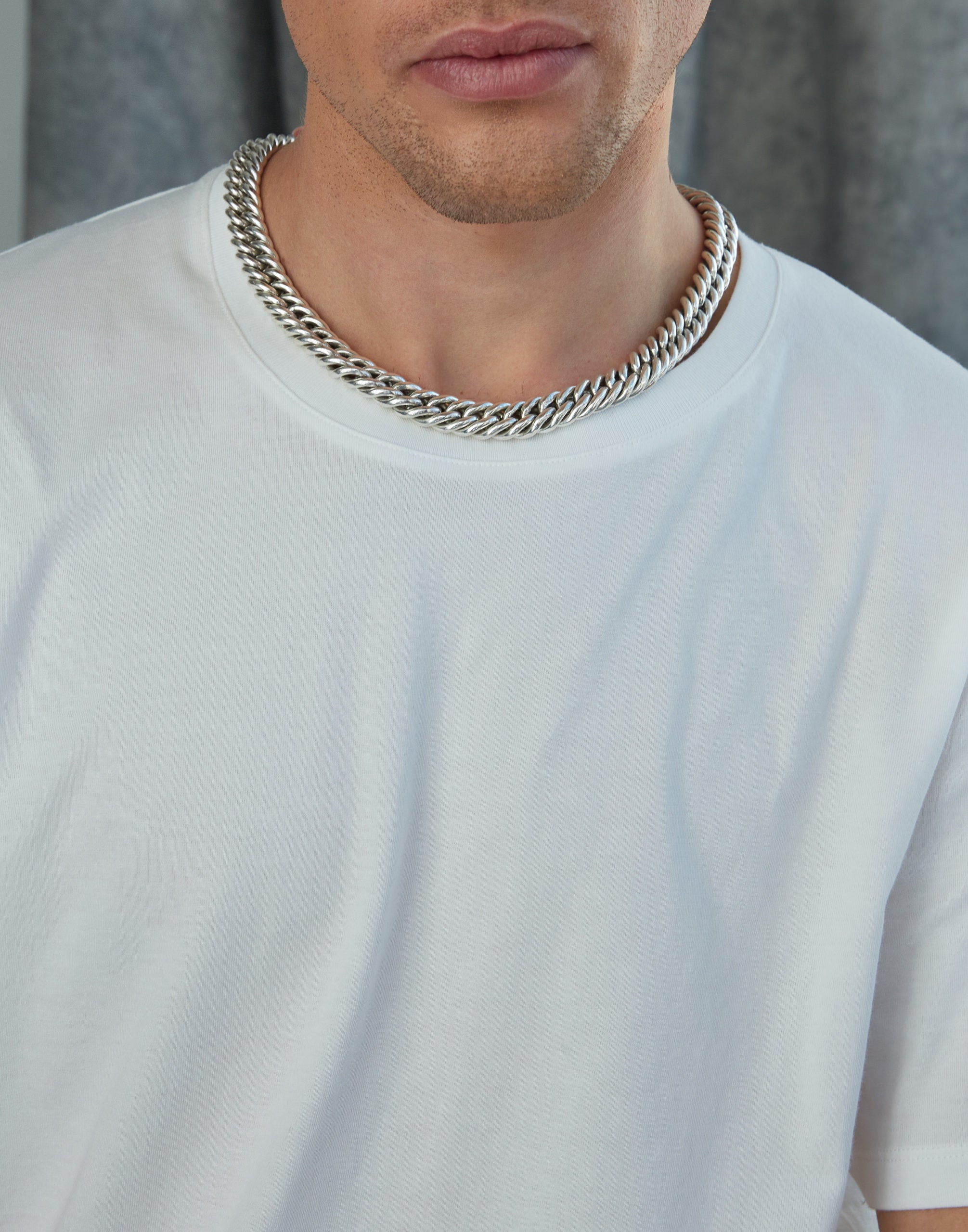 Men's Solid Sterling Silver Curb Link Necklace