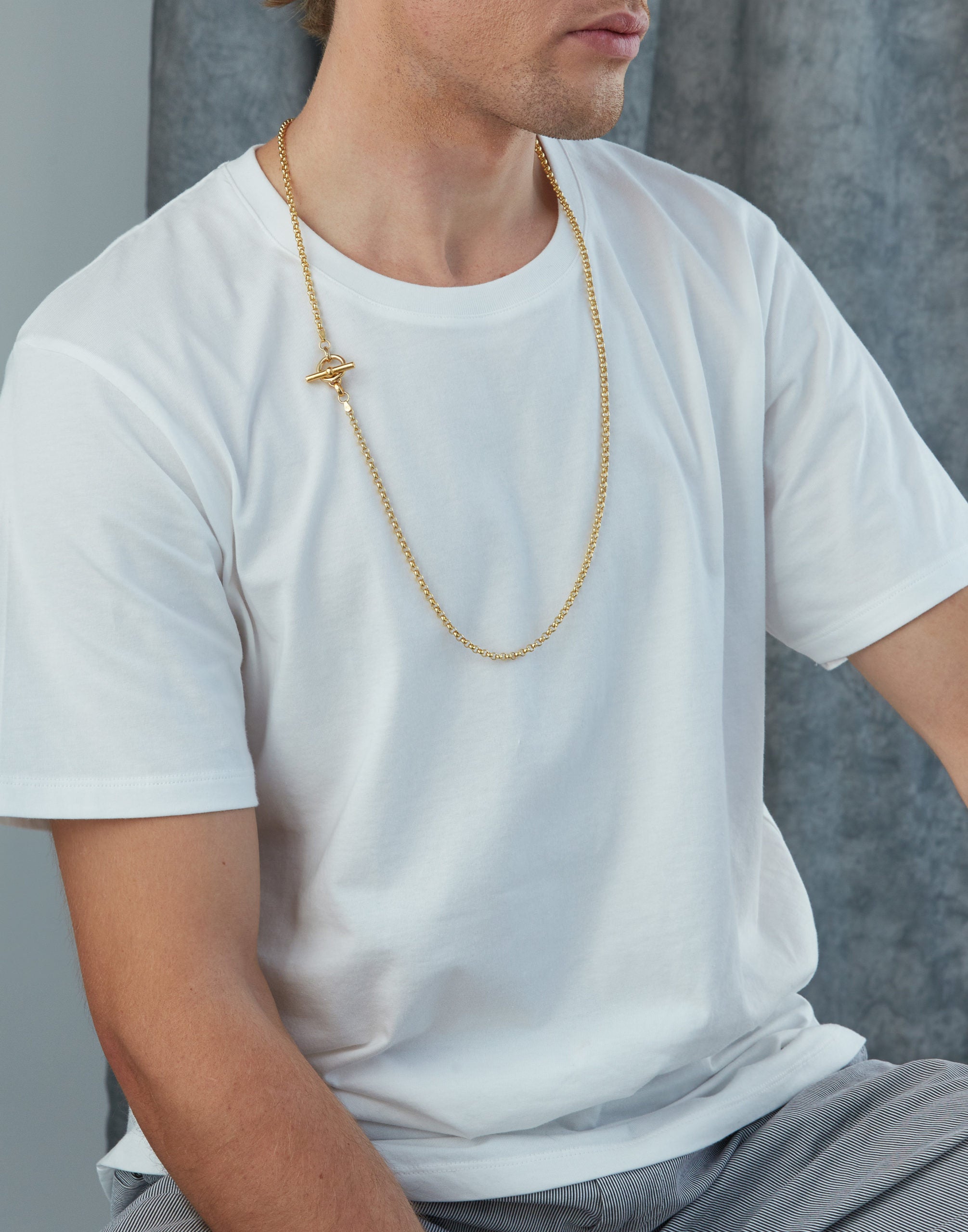 Men's Gold Lariat Necklace