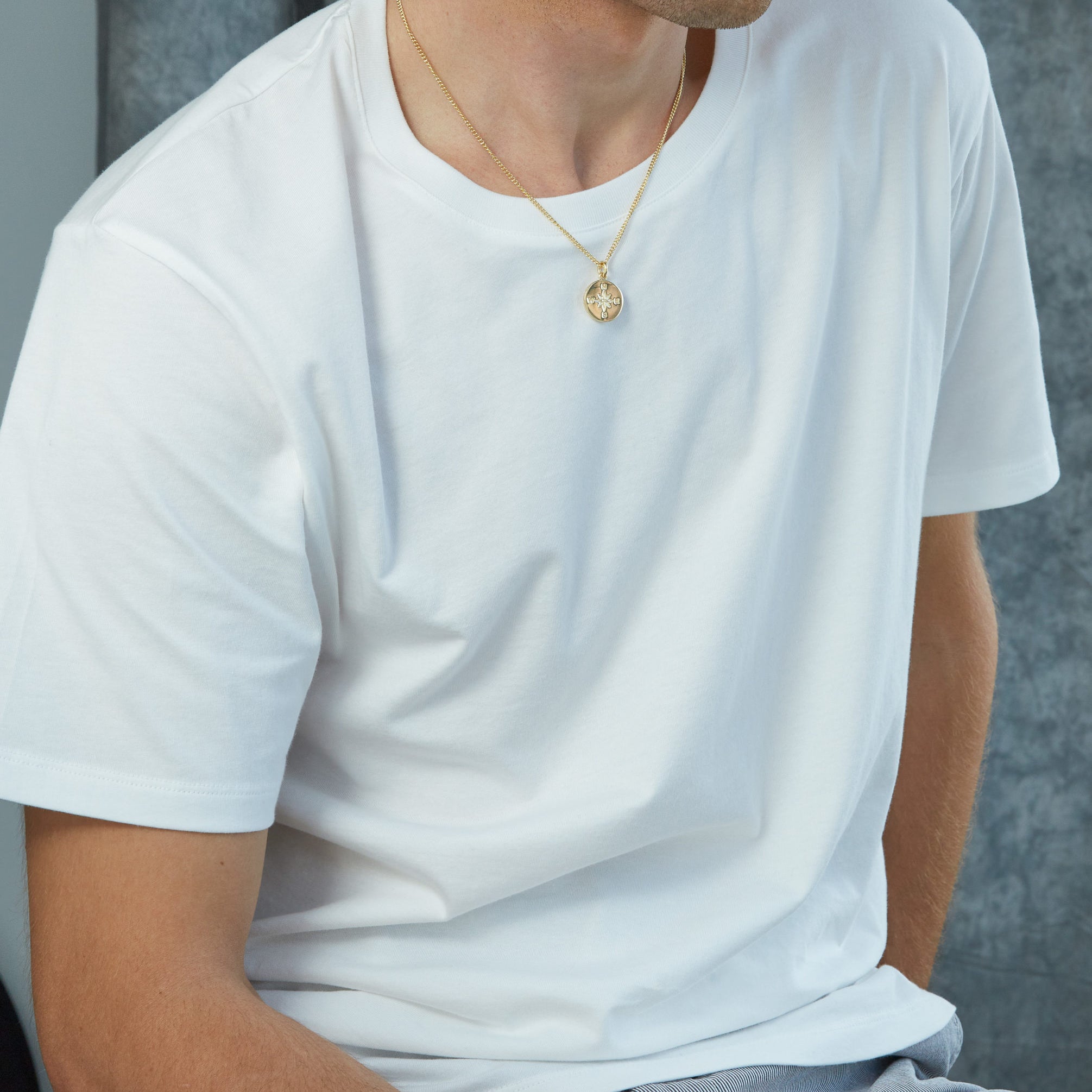 Men's Large Gold Compass / Not All Who Wander Necklace