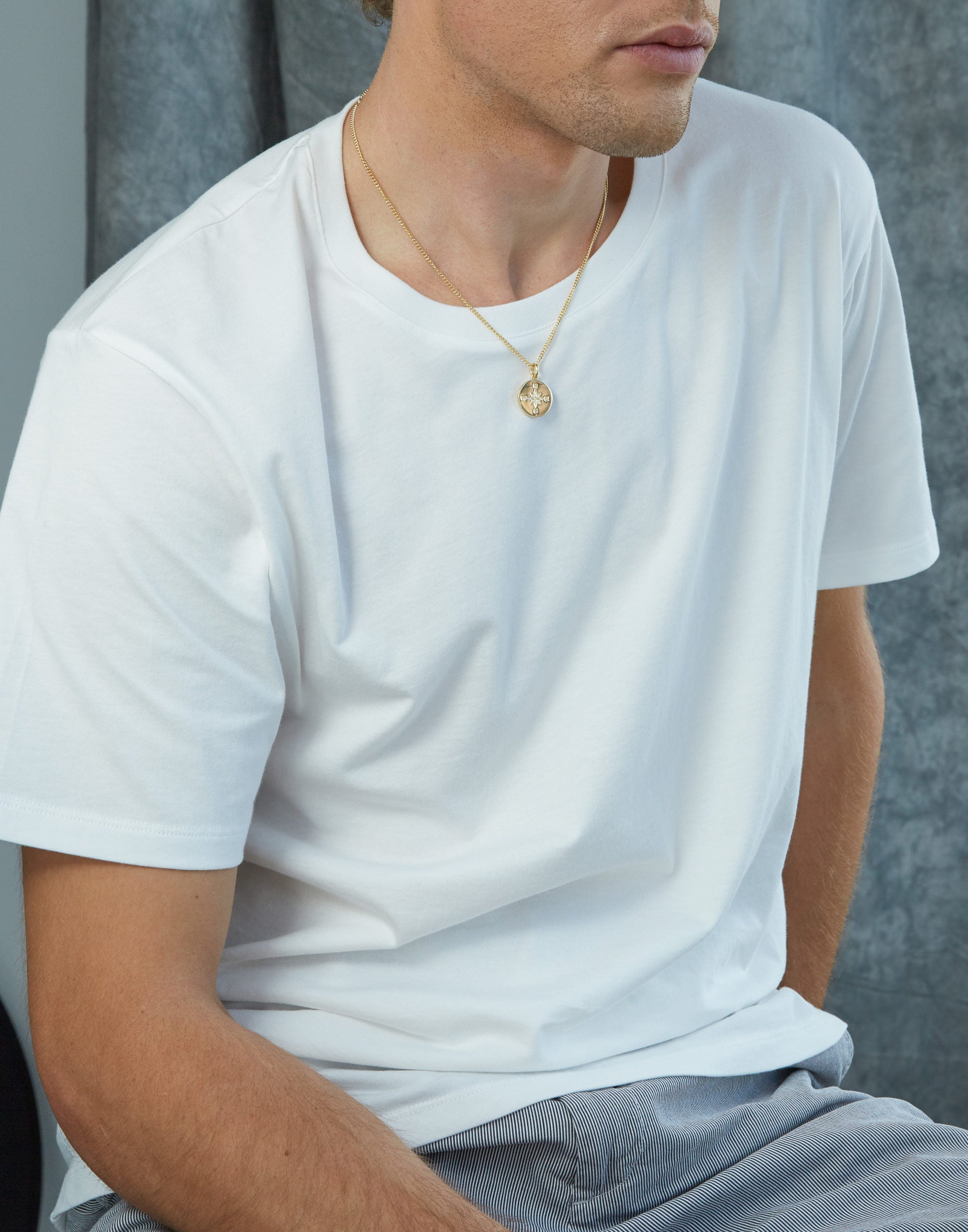 Men's Large Gold Compass / Not All Who Wander Necklace