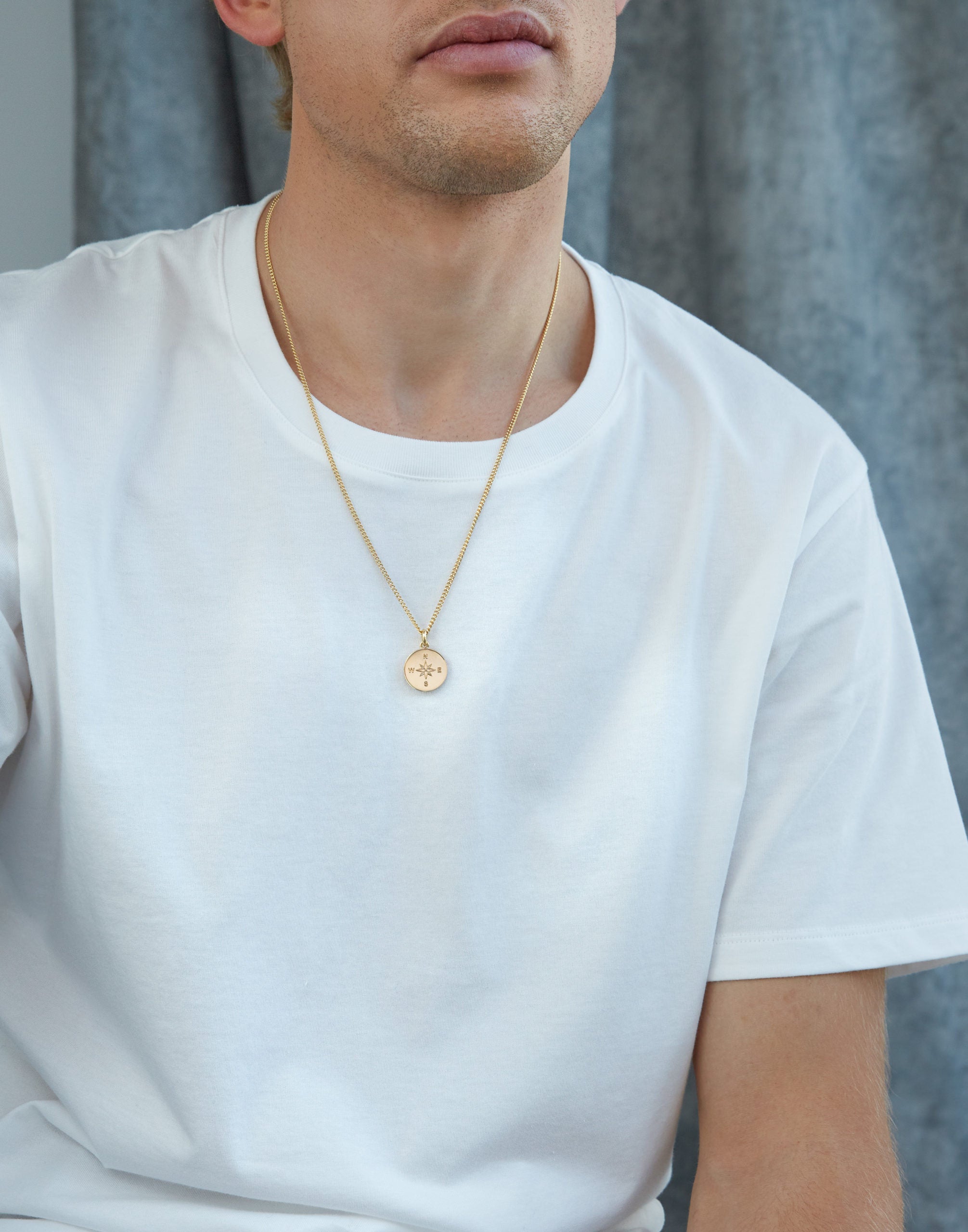 Men's Large Gold Compass / Not All Who Wander Necklace
